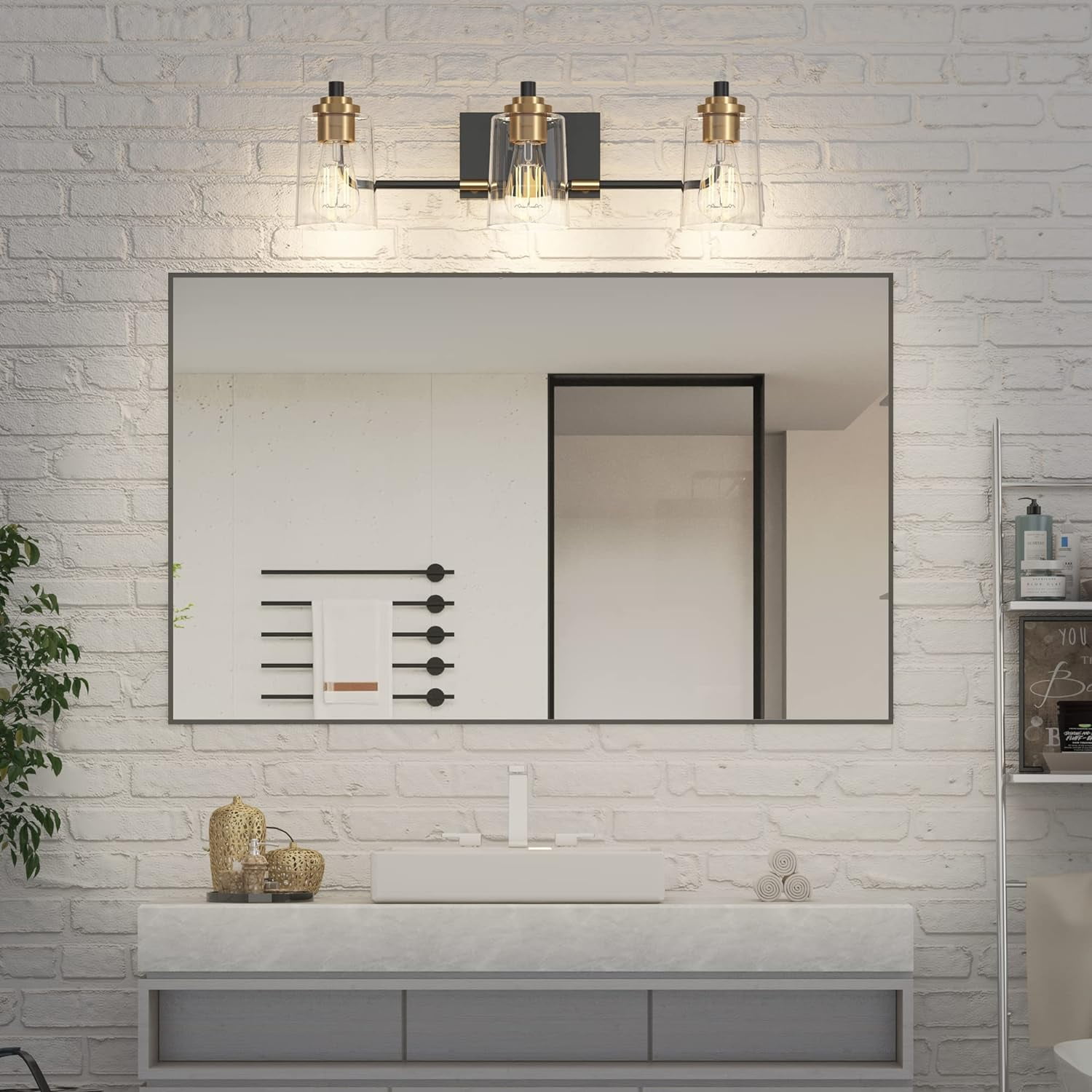 3 Head Vintage Bath Vanity Light Wall Bathroom Over Mirror Modern Glass Shade Light Fixtures (3 Lights-Exclude Bulb) - Image 8