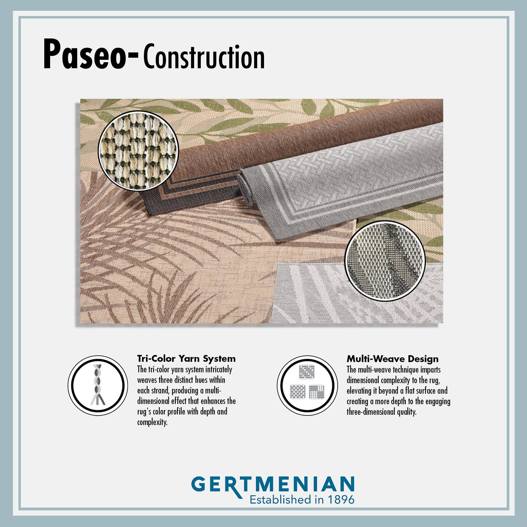 Gertmenian Paseo Paume Coastal Floral Palm and Sand Outdoor Area Rug, 8x10 - Image 4