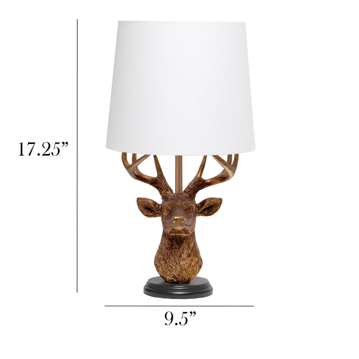 Woodland 17.25" Tall Rustic Antler Copper Deer Bedside Table Desk Lamp with Tapered White Fabric Shade - Image 3