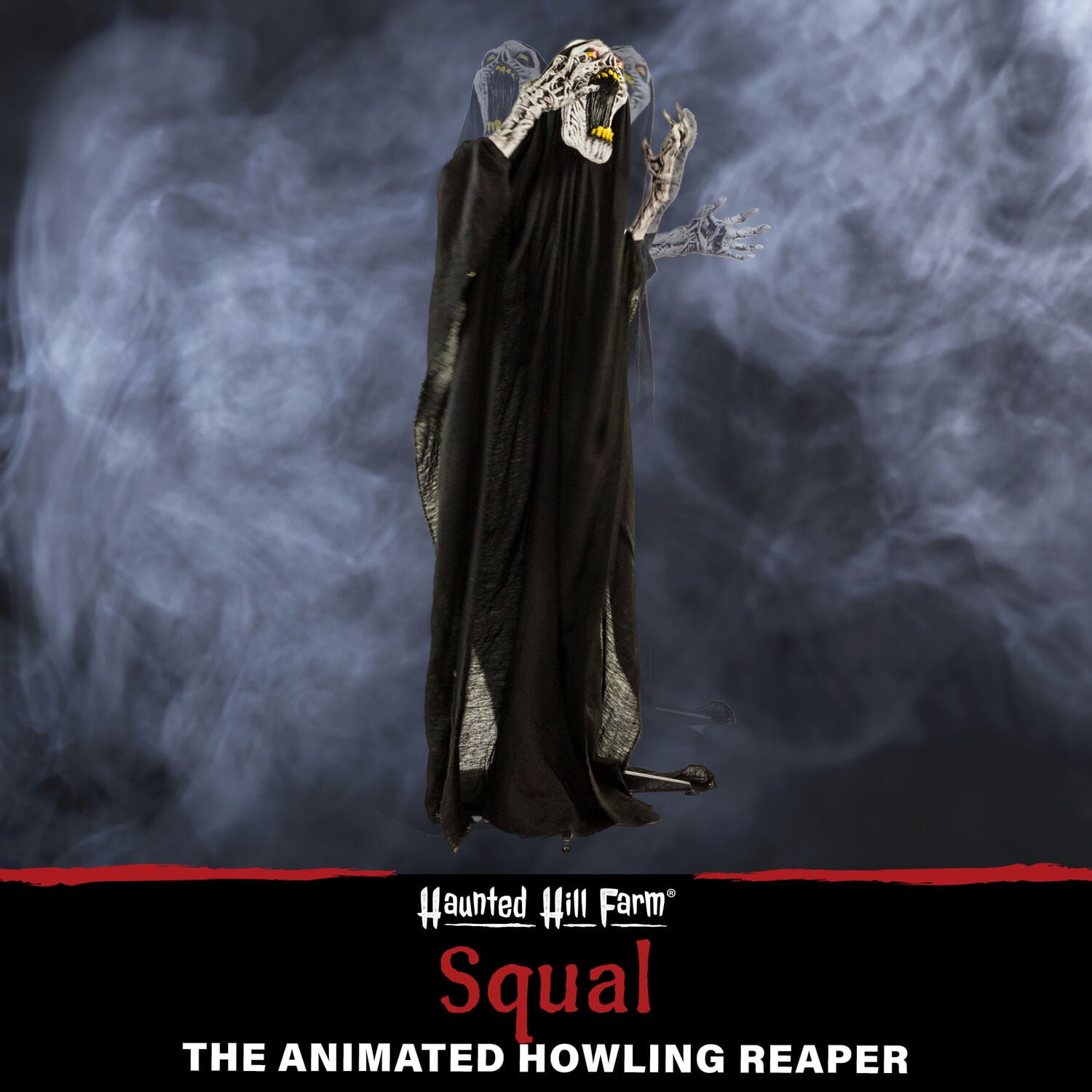 Haunted Hill Farm 70-In. Squal the Animated Howling Reaper, Indoor or Covered Outdoor Halloween Decoration, Battery Operated, HHRPR-20FLSA - Image 7