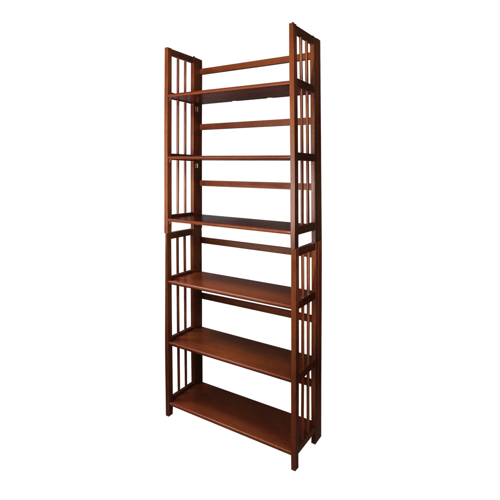 3-Shelf Folding Stackable Bookcase 27.5" Wide-Walnut - Image 19