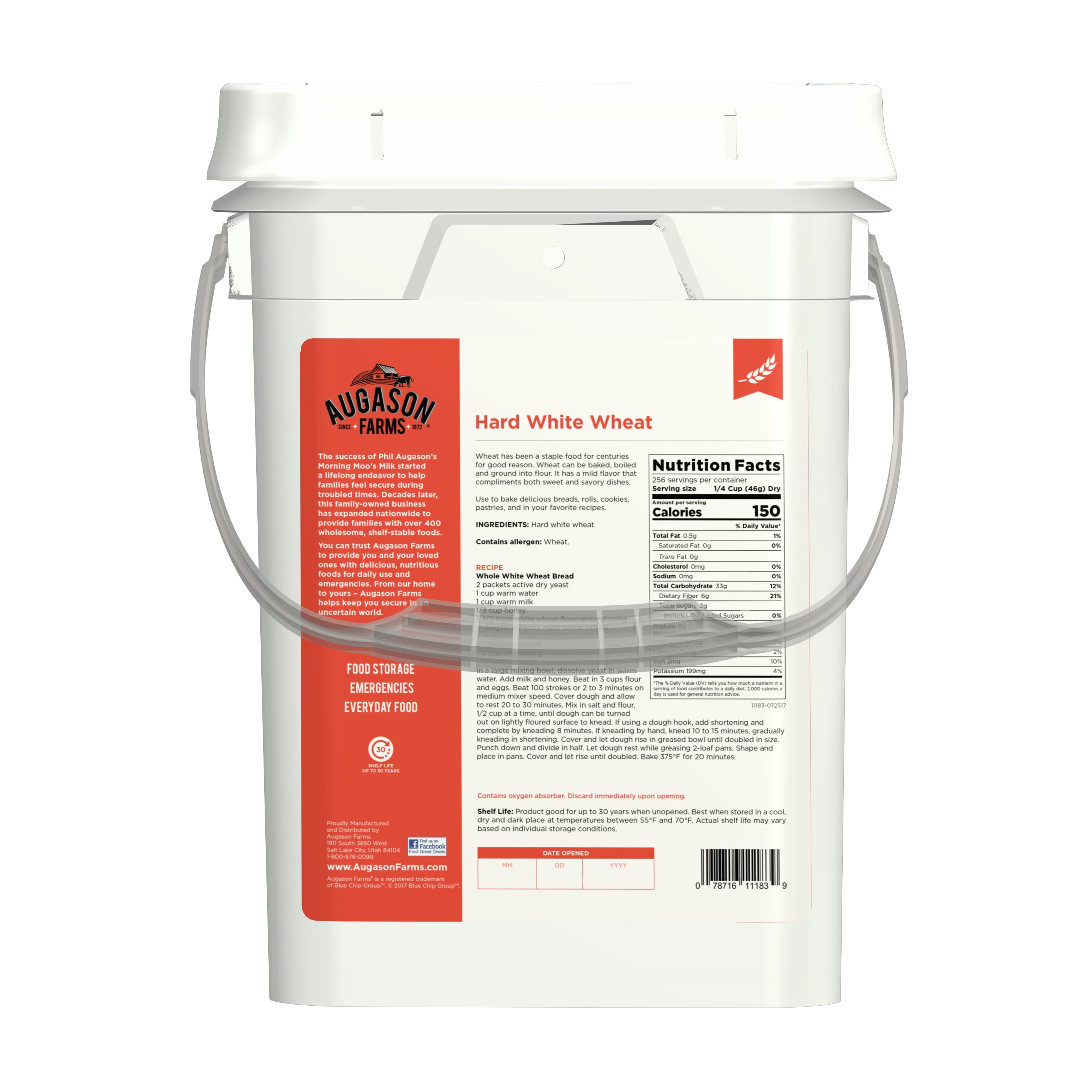(2 pack) (2 pack) Augason Farms Hard White Wheat Emergency Food Storage 4 Gallon Pail - Image 6