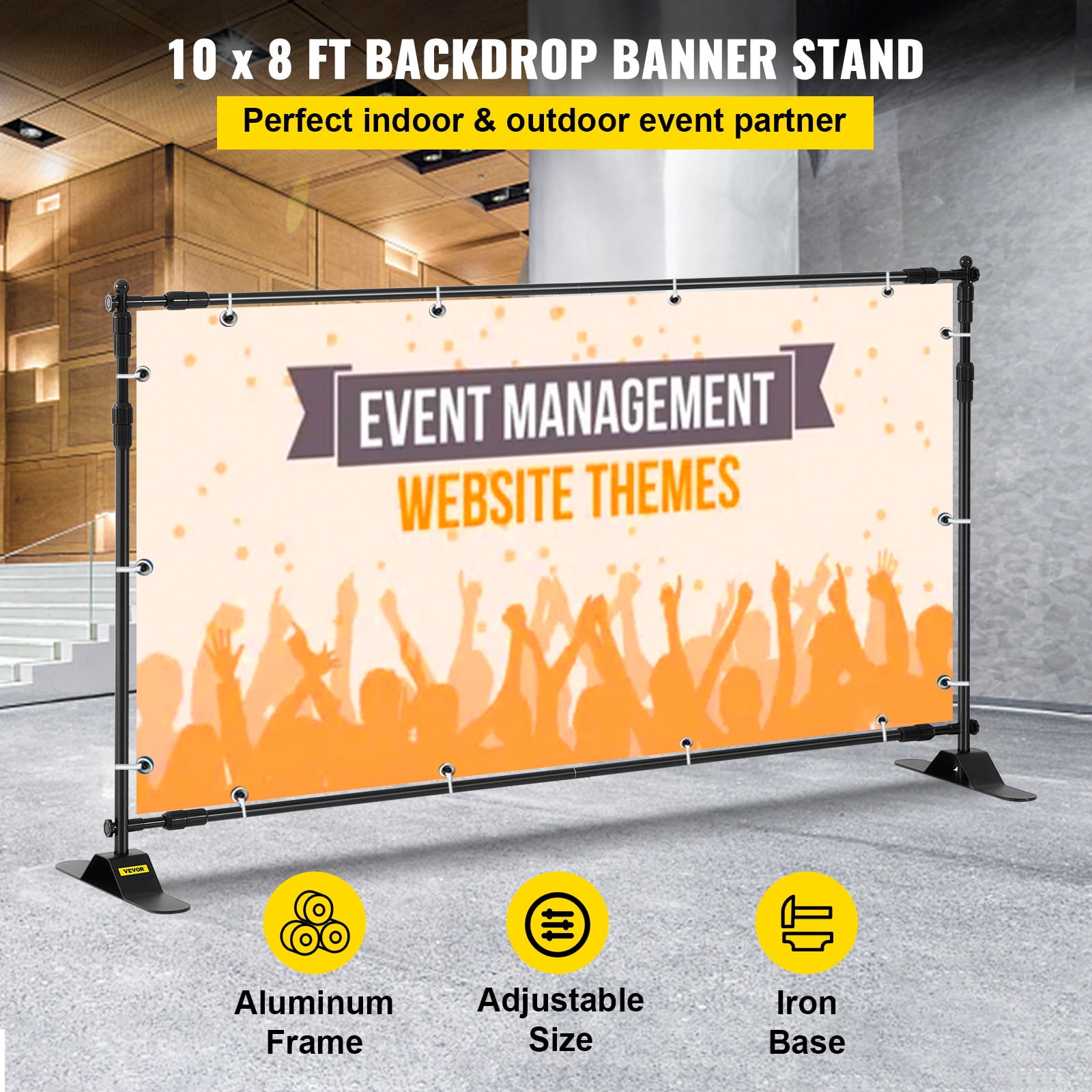 VEVORbrand Backdrop Banner Stand 8'X 8' - 10' x 8' Step And Repeat Banner Stand For Trade Show Wall Exhibitor Photo Step And Repeat Stand Free Carrying Case - Image 7