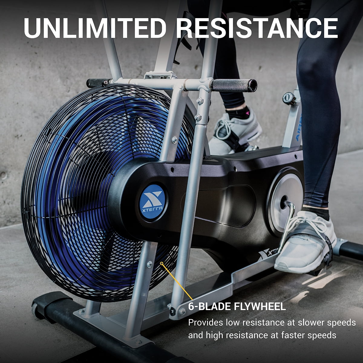 XTERRA Fitness AIR350 Low Impact Full Body Workout Exercise Bike with Wind Resistance and LCD Display - Image 5