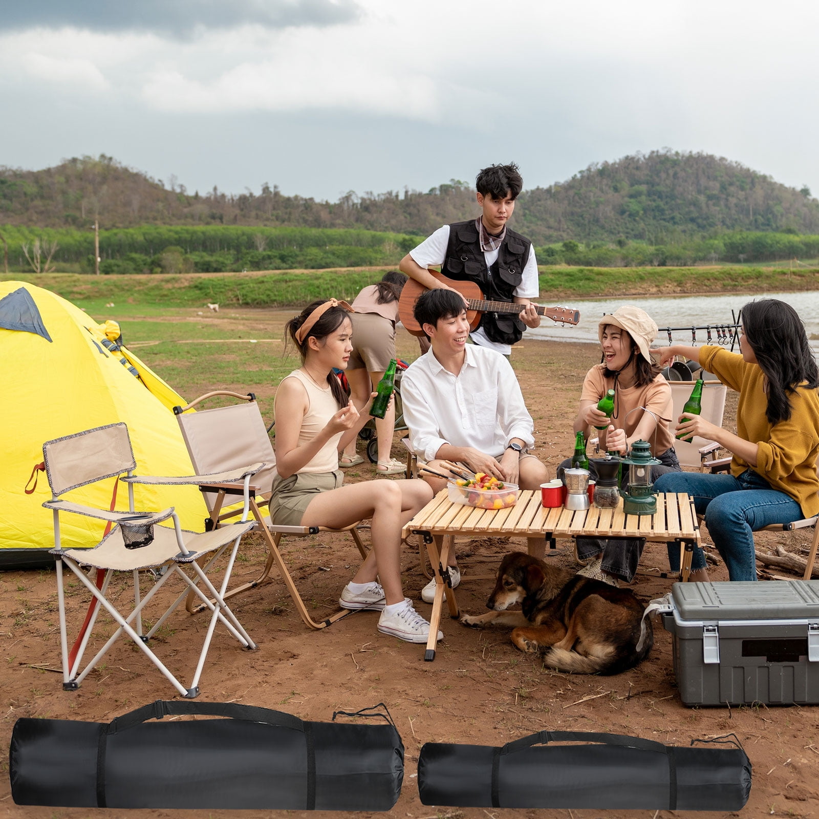 Uxcell Camp Chair Replacement Bag Folding Camping Chair Carry Bag Black 51.2 Inch - Image 7