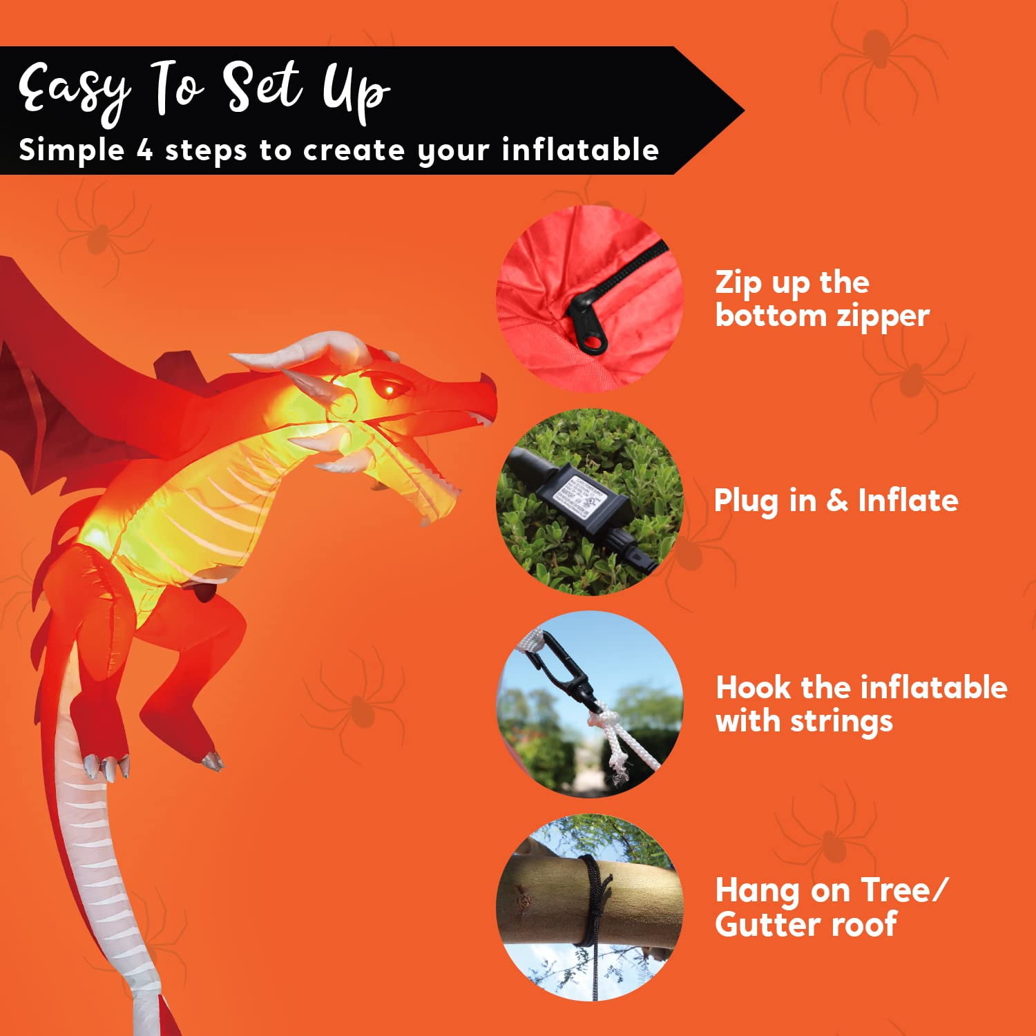 Joiedomi 5 FT Tall Halloween Inflatable Hanging Flying Dragon Inflatable Yard Decoration with Build-in LEDs Blow Up Inflatables for Halloween Party Indoor, Outdoor, Yard, Garden, Lawn Decorations - Image 4