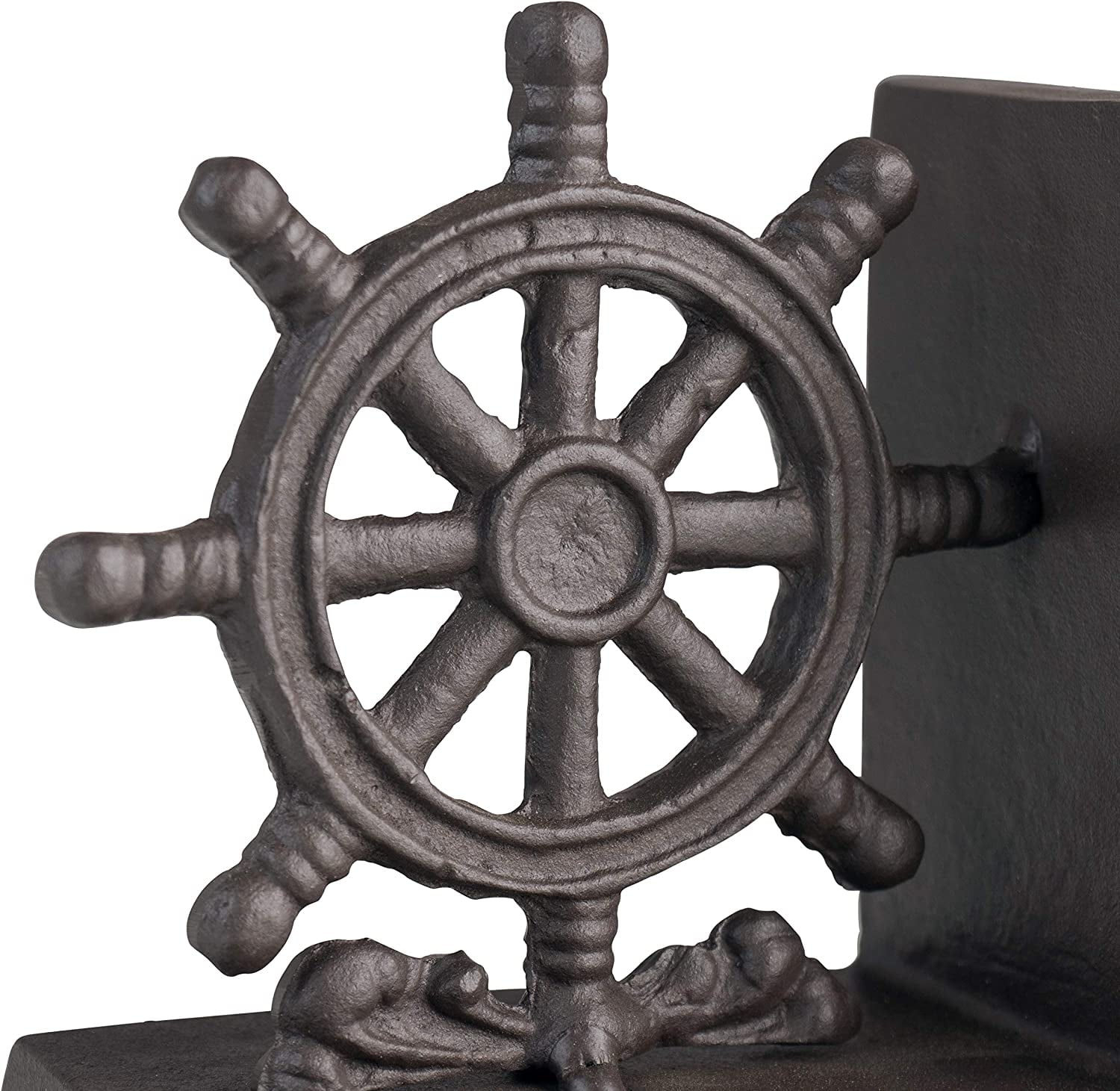 Danya B. ZI08303 Nautical/Coastal Home Decor - 2-Piece Metal Bookend Set with Anchor and Captain's Wheel - Image 5