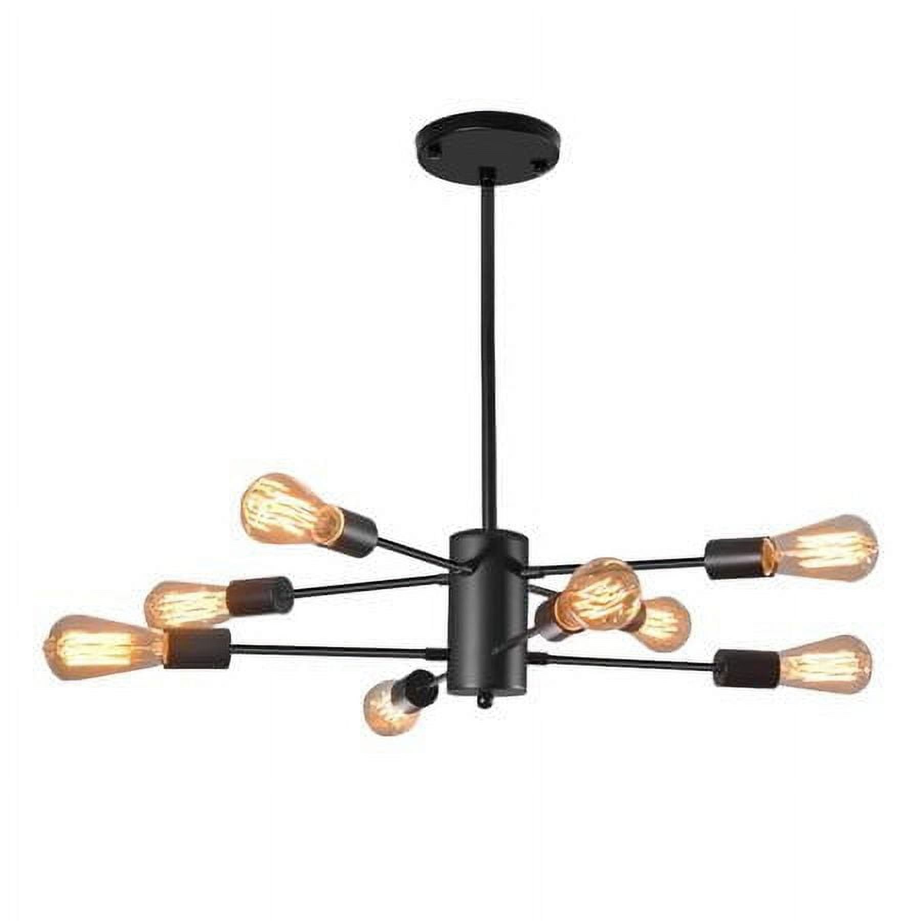 YANSUN 8 Lights Sputnik Chandeliers Black Mid Century Modern Pendant Light Industrial Vintage Ceiling Lights for Living Room Dining Room Bedroom Foyer - Image 3
