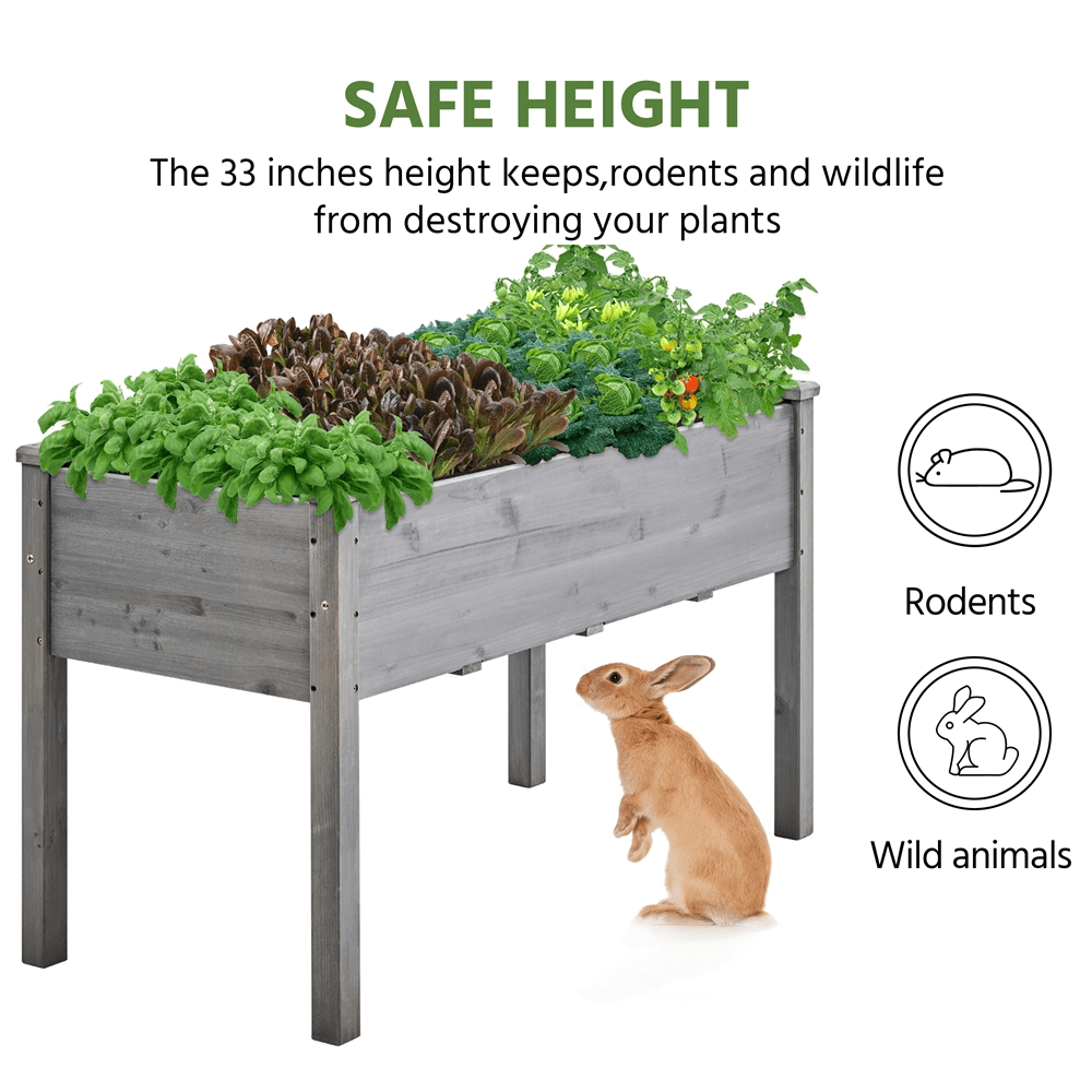 Alden Design Fir Wood Elevated Planter Raised Bed for Garden/House/Yard/Outdoor/Indoor, Gray - Image 4