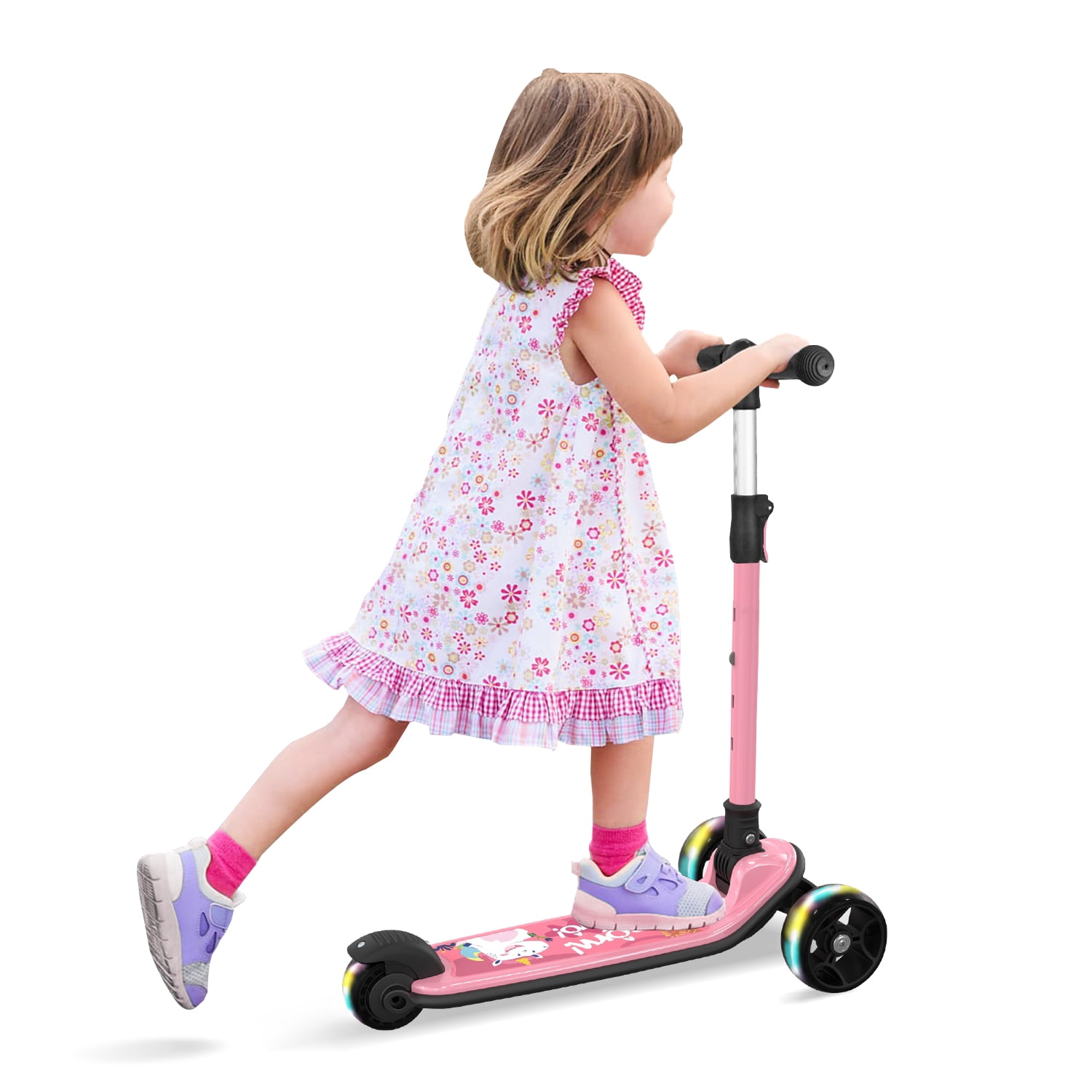 Besrey Kids Scooter 3 Wheel for Ages 3-10 Years Boys/Girls,Kick Scooter forToddler with LED Light Wheels and Adjustable Height,Pink - Image 7