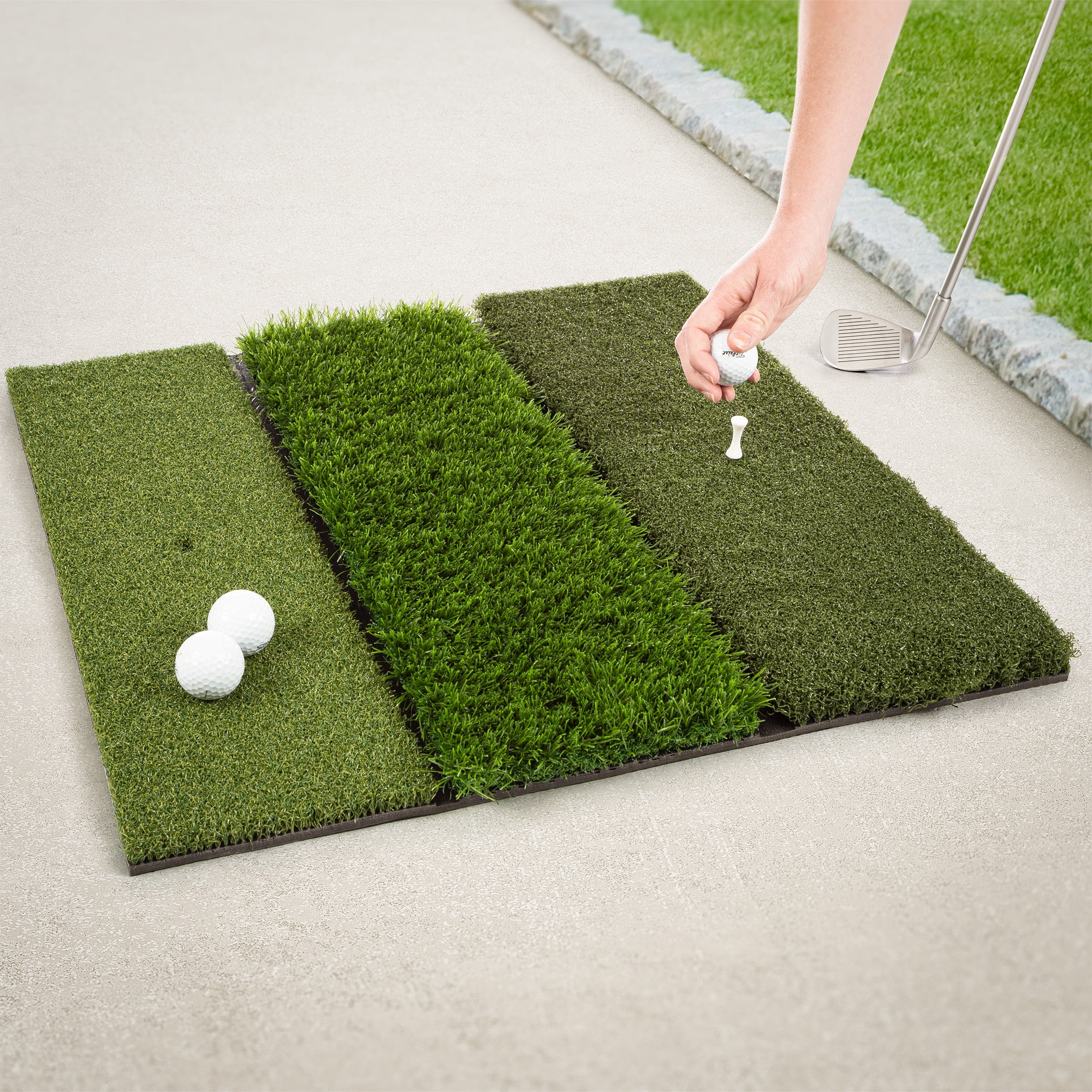 3-Level Turf Golf Mat - 24x24 Golf Training Mat with Fairway, Rough, and Driving Turf - Golf Practice Equipment with 6 Practice Tees by Wakeman - Image 8