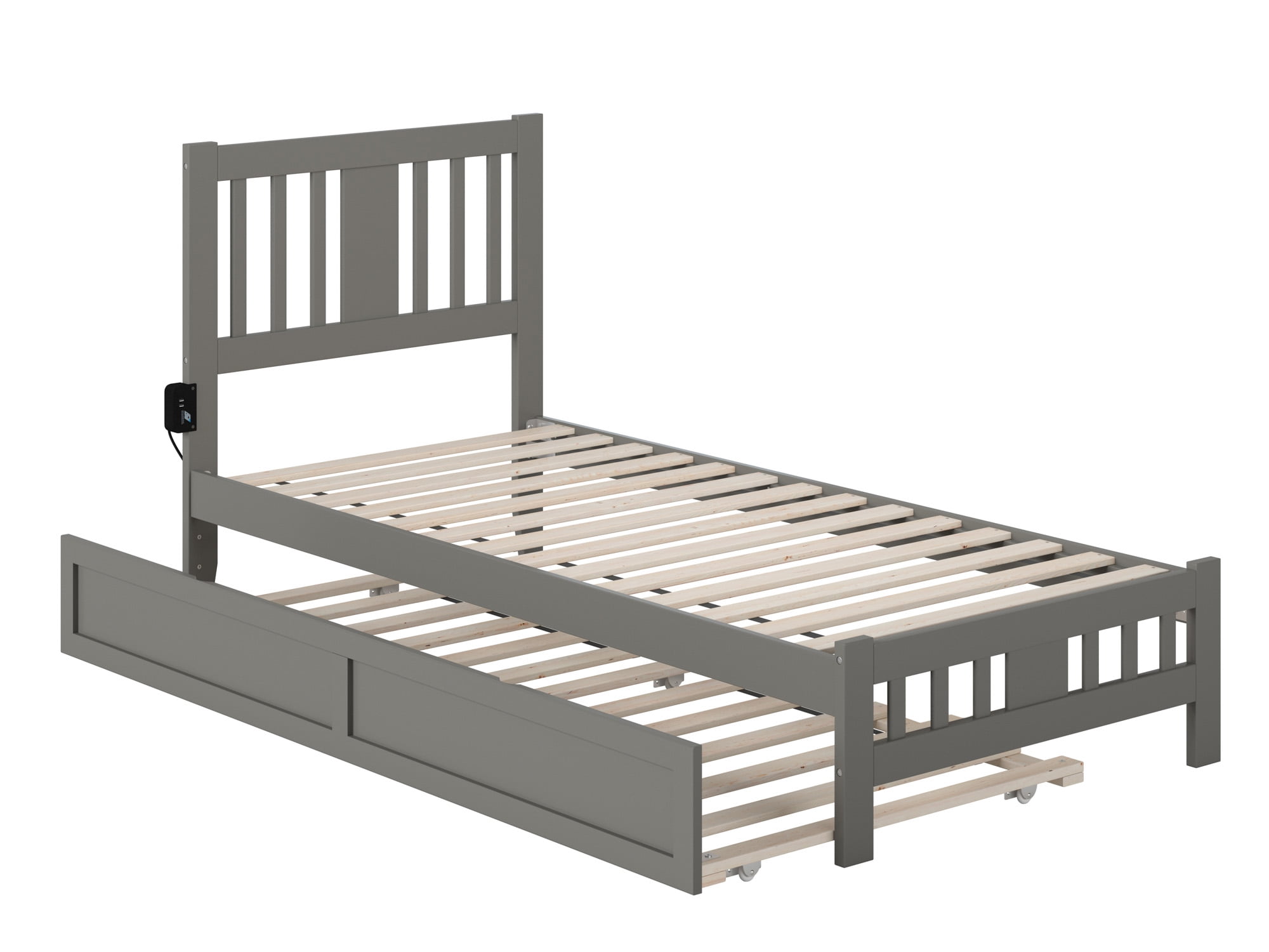 AFI Tahoe Twin-XL Wood Platform Bed with Headboard Footboard & Twin-XL Trundle, Grey - Image 7