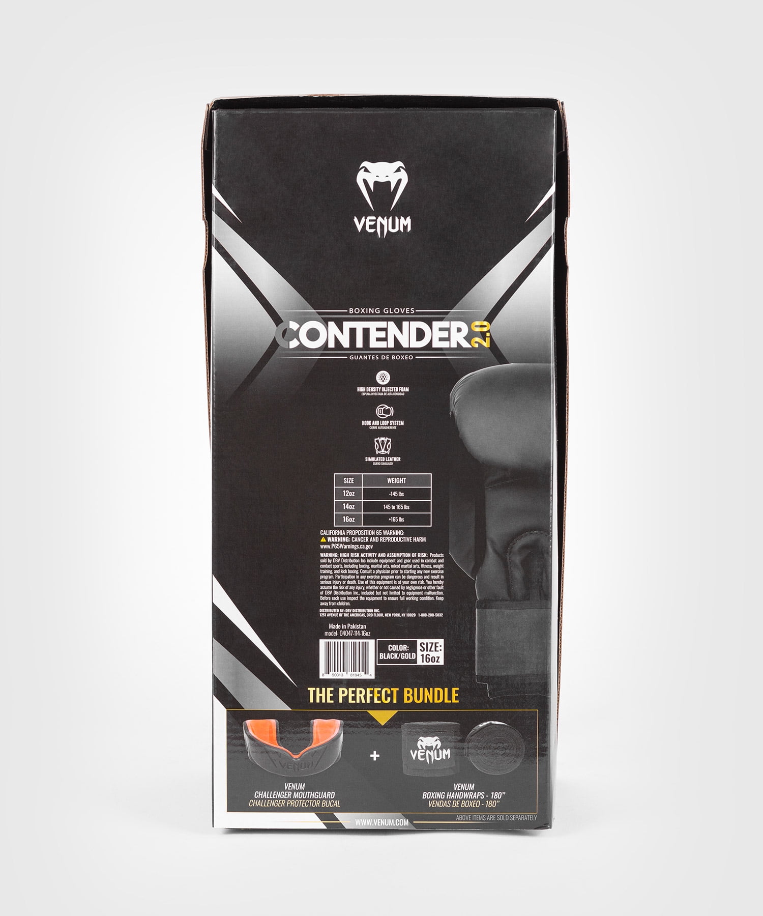 Venum PU Contender 2.0 Boxing Gloves - Black/Gold - 12oz - Unisex - Sparring and Bag Training - Image 9