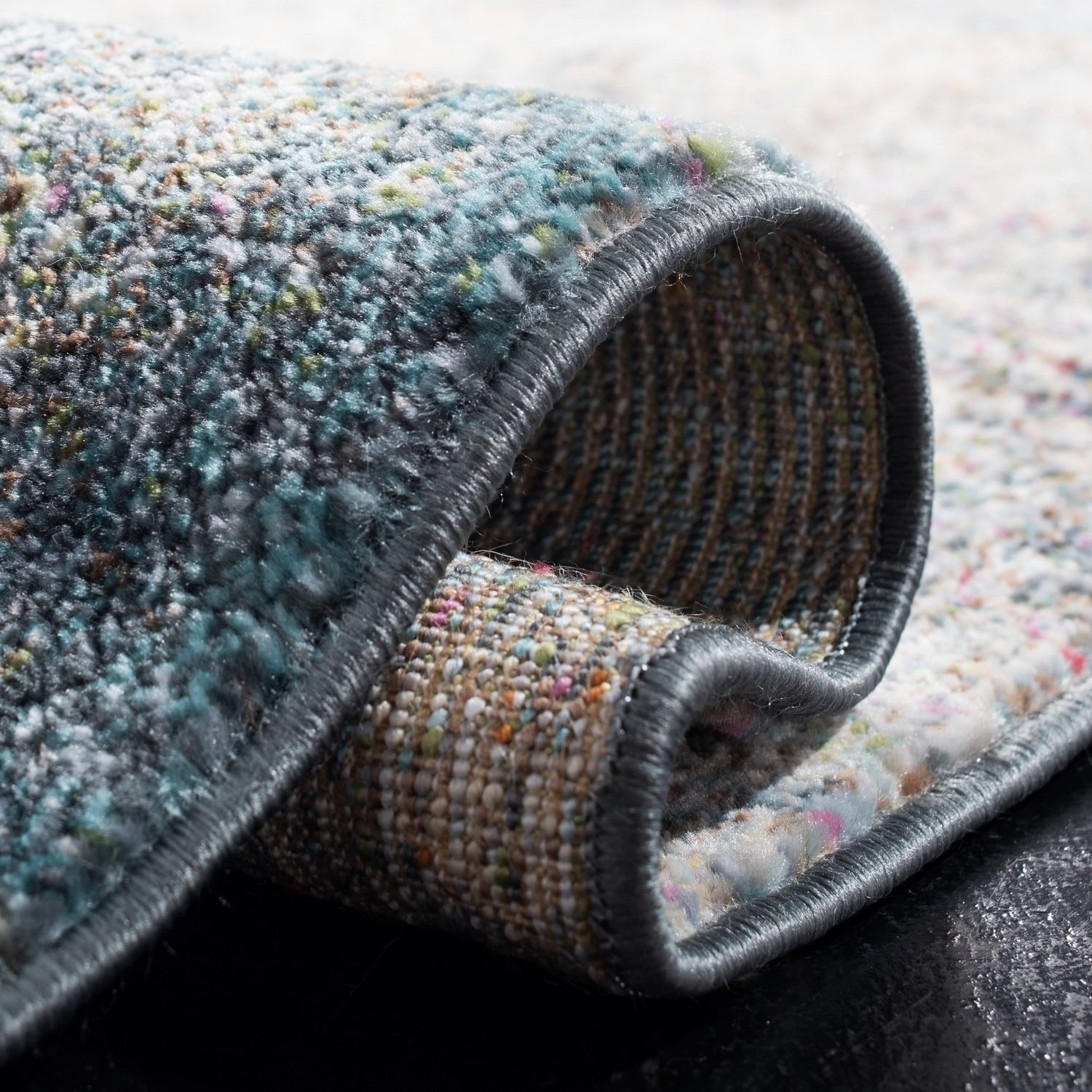 SAFAVIEH Luxor Jerri Abstract Distressed Area Rug, Ivory/Blue, 5'3" x 7'7" - Image 7