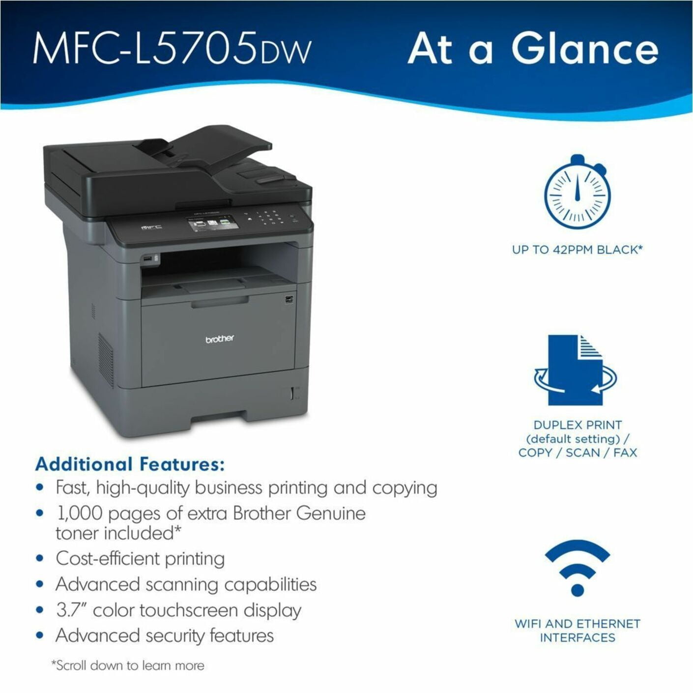 Brother Business Monochrome Laser All-in-One Printer MFC-L5705DW - Image 12
