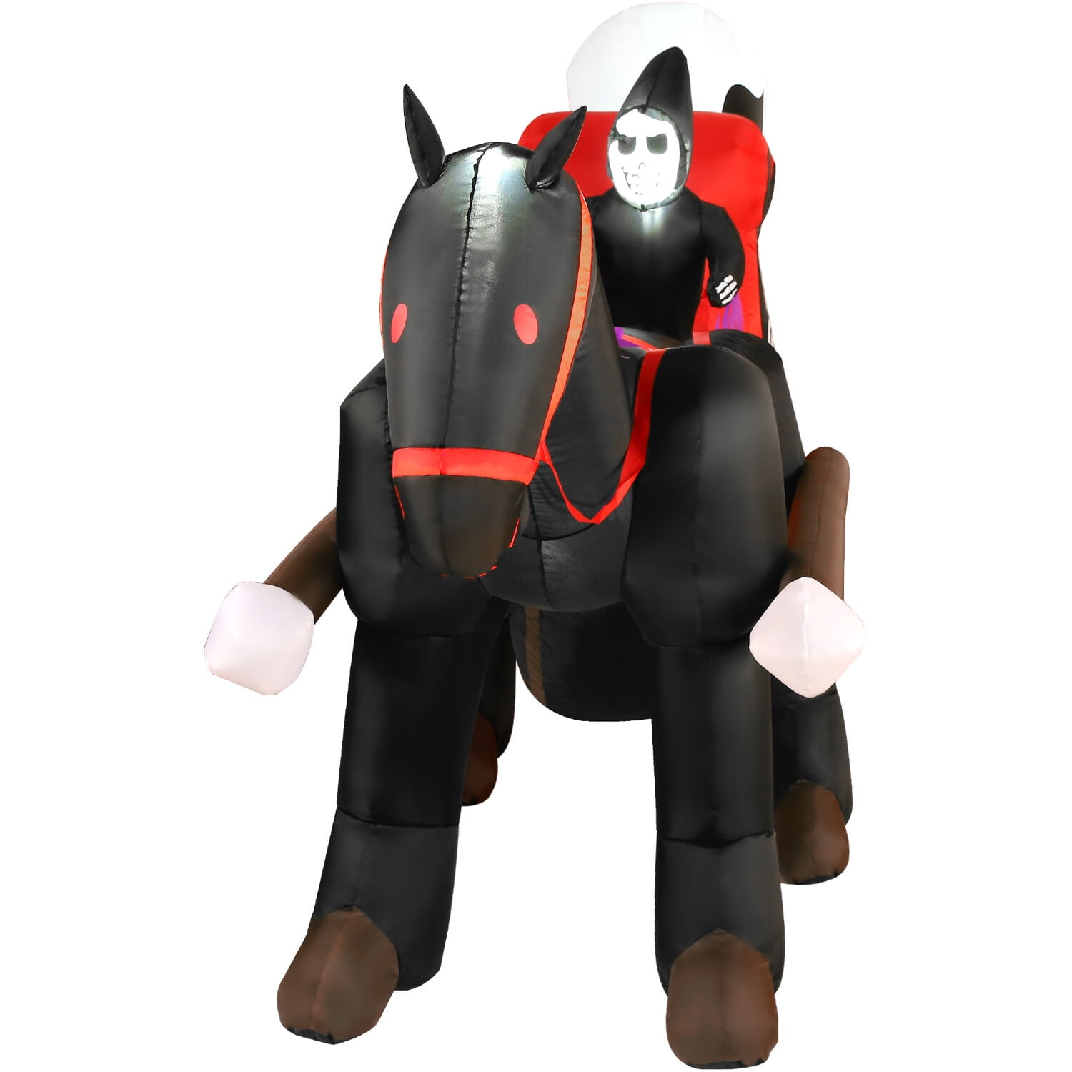 Haunted Hill Farm 6-ft. Tall Inflatable Halloween Skull Carriage with LED Lights Festive Holiday Blow-Up Decorations Blower, Ropes, and Stakes Included HICARRIAGE061-L - Image 10