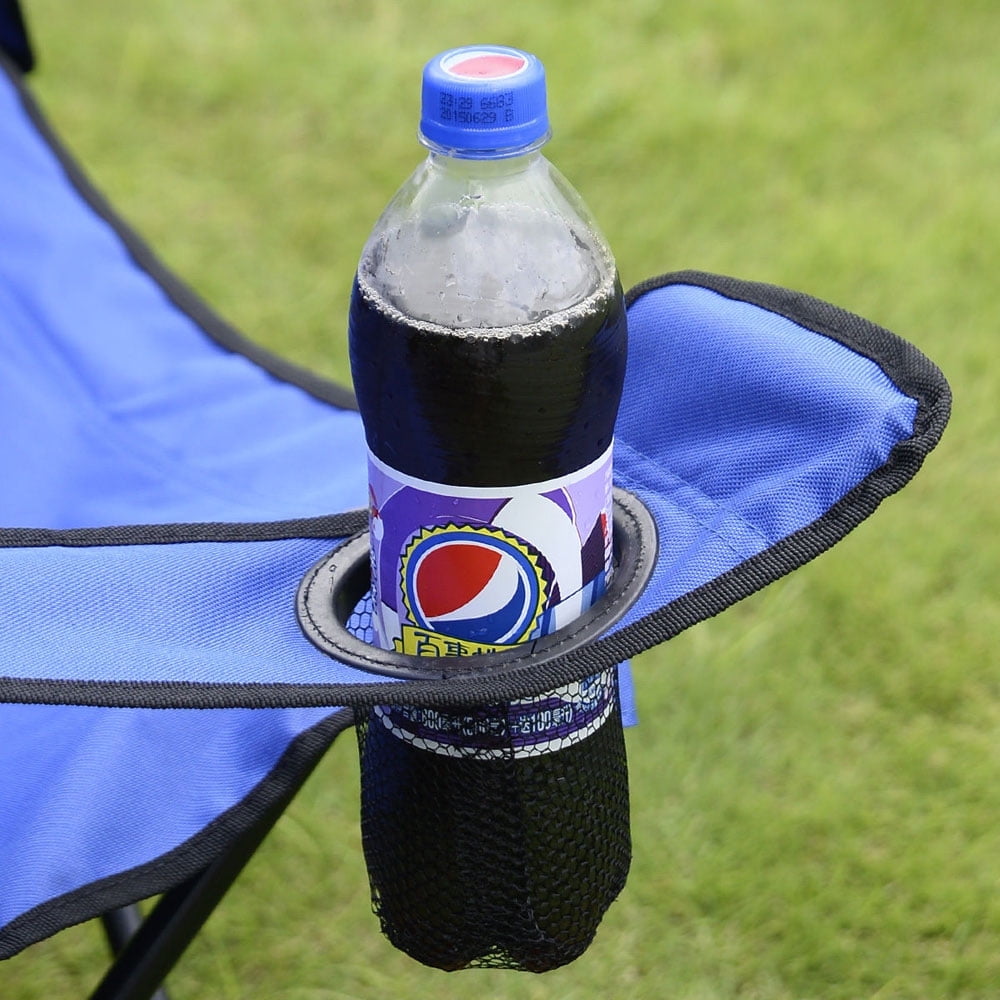 Double Folding Chair, Portable Camping Chair with Removable Umbrella, Table Cooler Bag, Carrying Bag, Fold Up Steel Seat for Patio Beach Lawn Picnic Fishing Picnic Garden, Blue, W10662 - Image 4