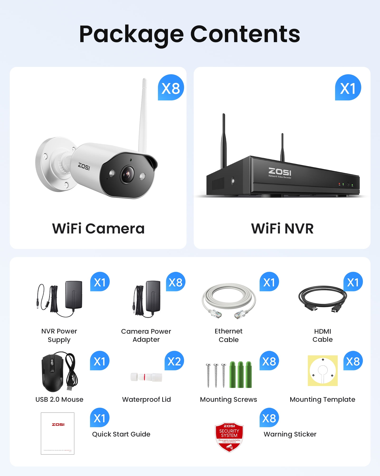 3MP Security Camera System with Audio, ZOSI 8CH Wi-Fi Security Camera System, 2K Outdoor with Color Night Vision,2TB HDD for 24/7 Recording, Smart Home Security - Image 3