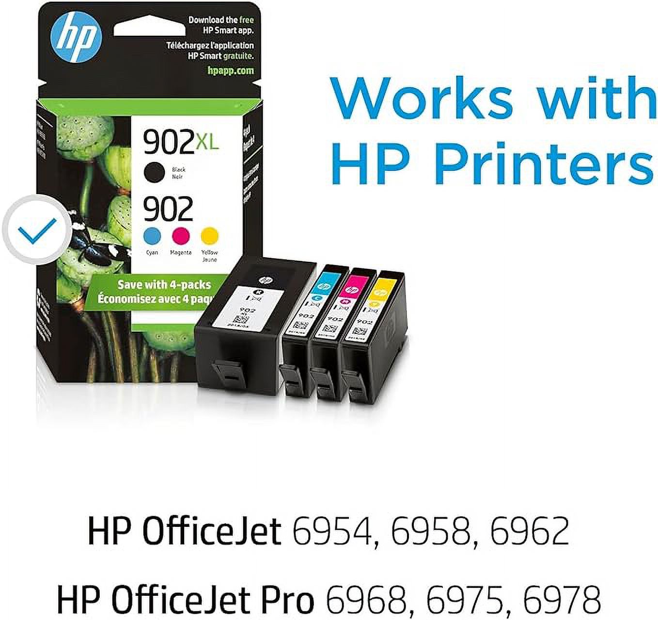 HP 902 Ink Cartridges for HP Ink 902 Combo Pack for HP 902 Printer Ink with Ink for OfficeJet 8025e 8035e 8025 (4 Pack) - Image 3