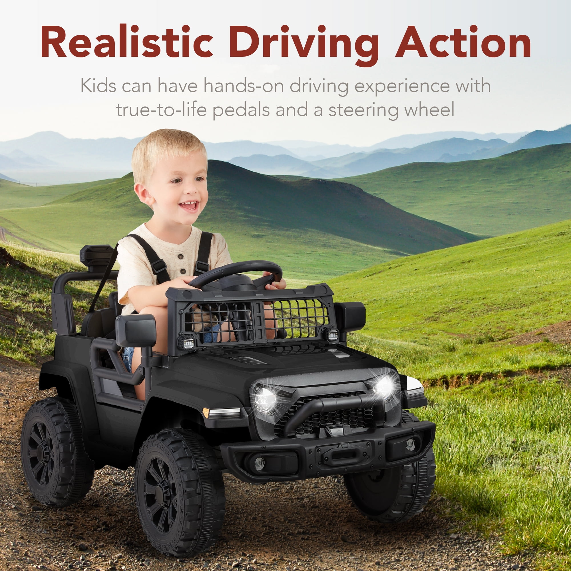 Best Choice Products 6V Kids Ride-On Truck Car w/ Parent Remote Control, 4-Wheel Suspension, LED Lights - Black - Image 6