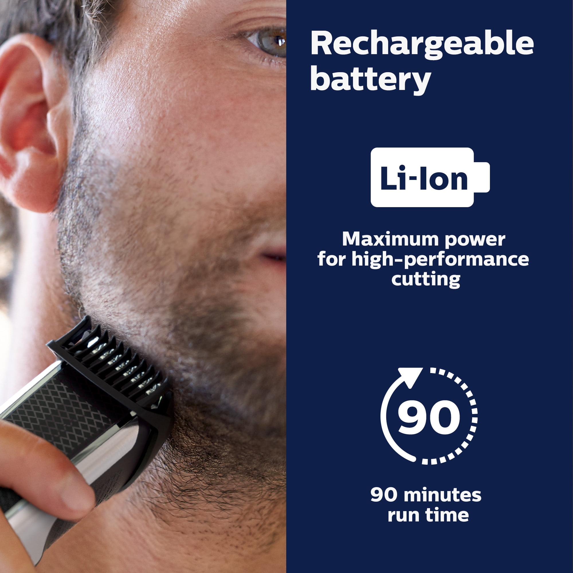 Philips Norelco Beard Trimmer and Hair Clipper Series 5500, Electric, Cordless, One Pass Beard Trimmer and Hair Clipper with Washable Feature For Easy Clean - No Blade Oil Needed - BT5511/49 - Image 10