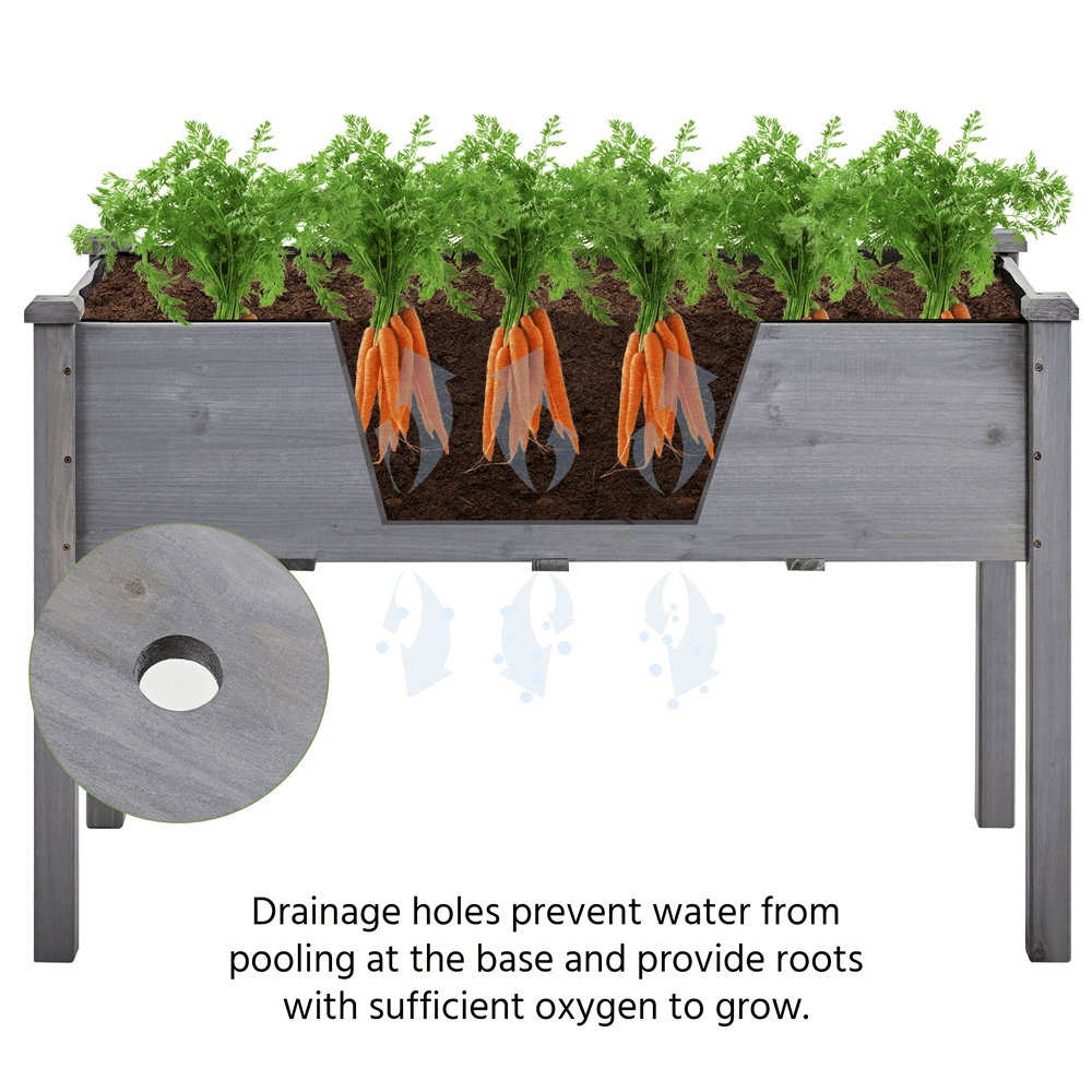 Alden Design Fir Wood Elevated Planter Raised Bed for Garden/House/Yard/Outdoor/Indoor, Gray - Image 5