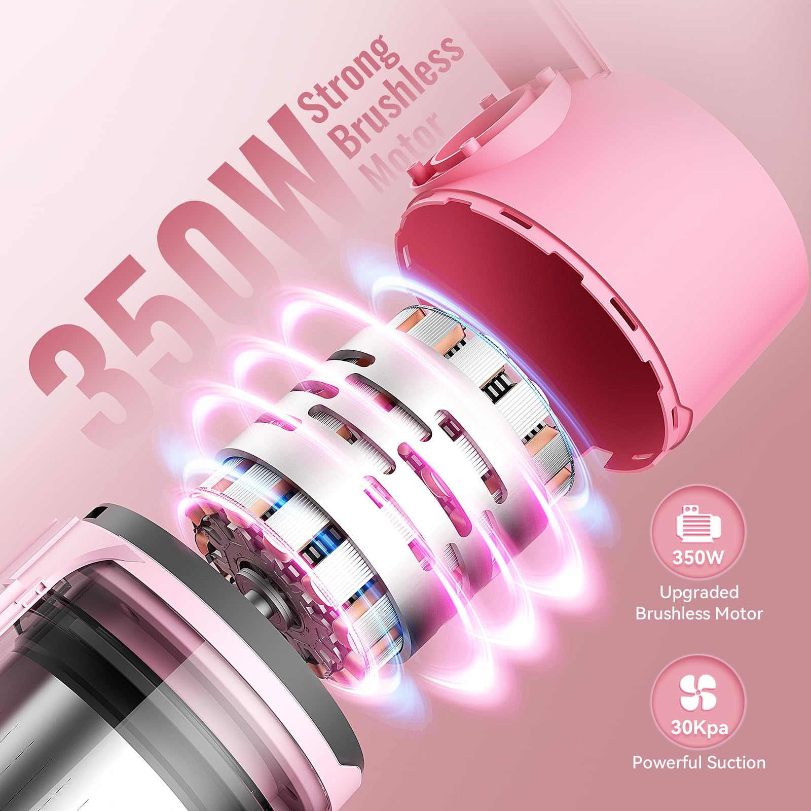 YOMATECH Cordless Vacuum Cleaner, 30Kpa/365W Powerful Stick Vacuum, 6 in 1 Lightweight Vacuum Cleaners for Home Hardfloor Carpet Pet Hair - Image 4