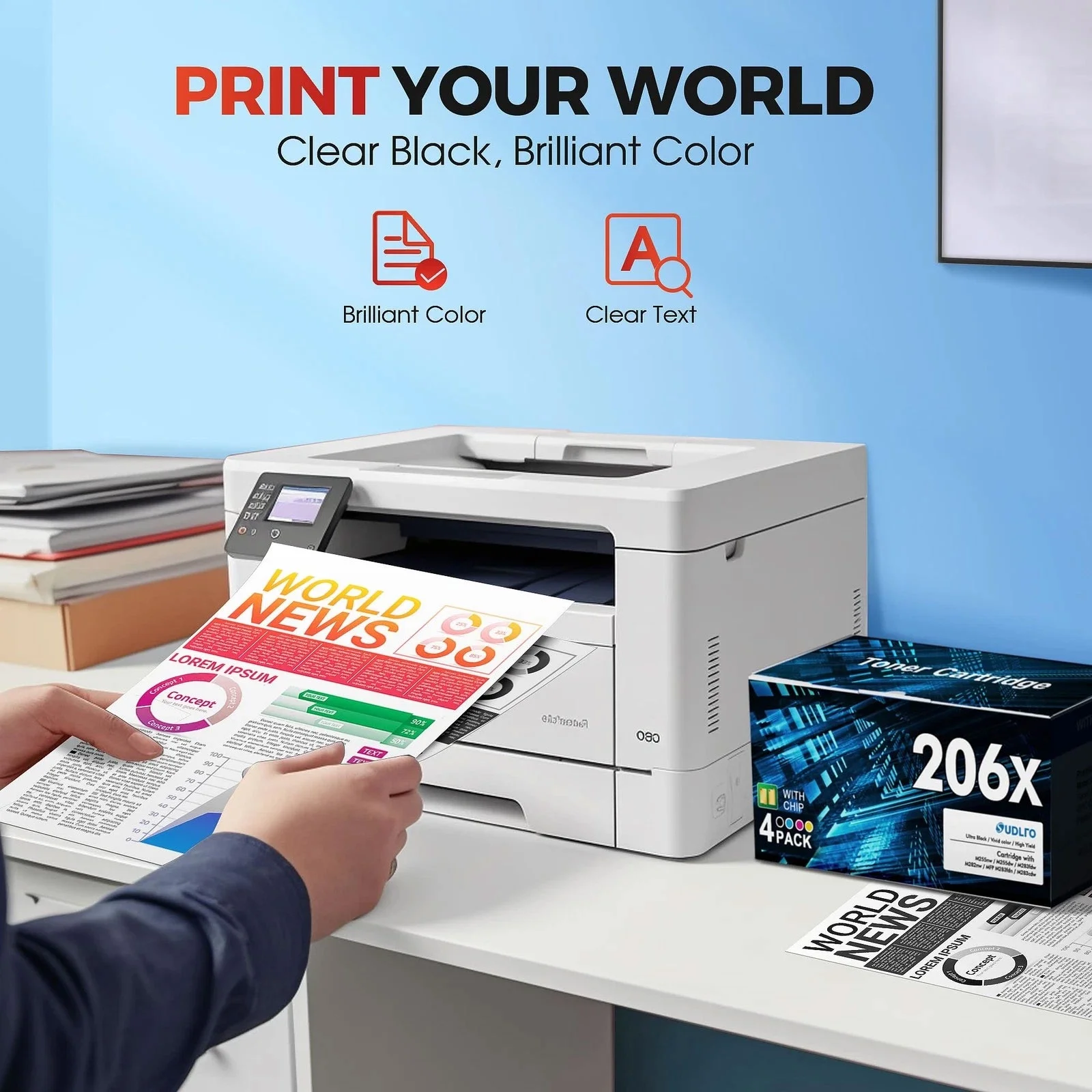 206A Toner Cartridges Compatible for HP 206X High Yield Toner for Laserjet Pro M255dw M283cdw M283fdw M255nw MFP M282nw M283fdn M252 Printer No Chip (Black Cyan Magenta Yellow,4 Pack) - Image 3