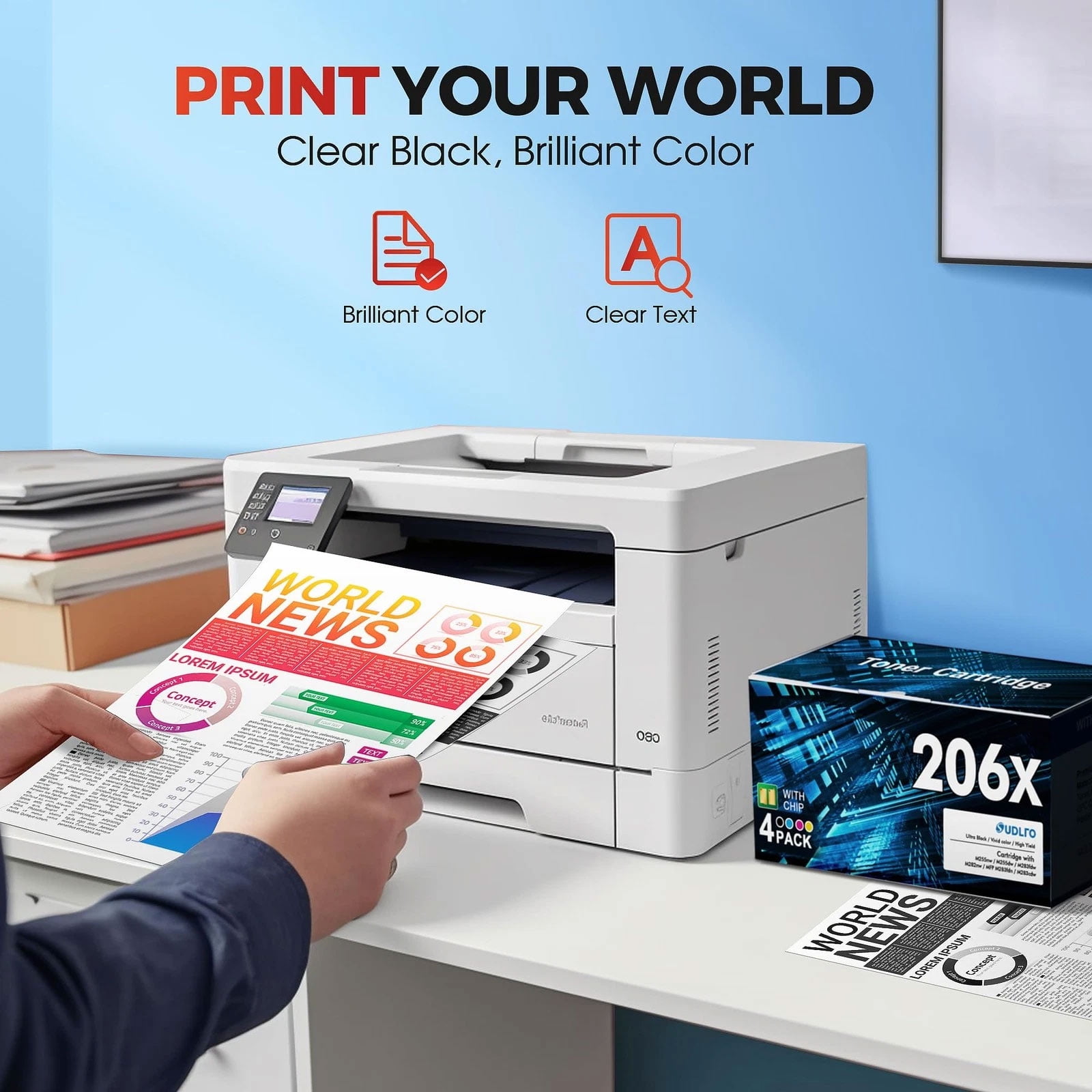 206A Toner Cartridge(With Chip)Compatible for HP 206A W2110A 206X W2110X for HP Color Pro MFP M283FDW M255DW M283CDW M283 M255 Printer Ink (Black Cyan Yellow Magenta, 4-Pack) - Image 3