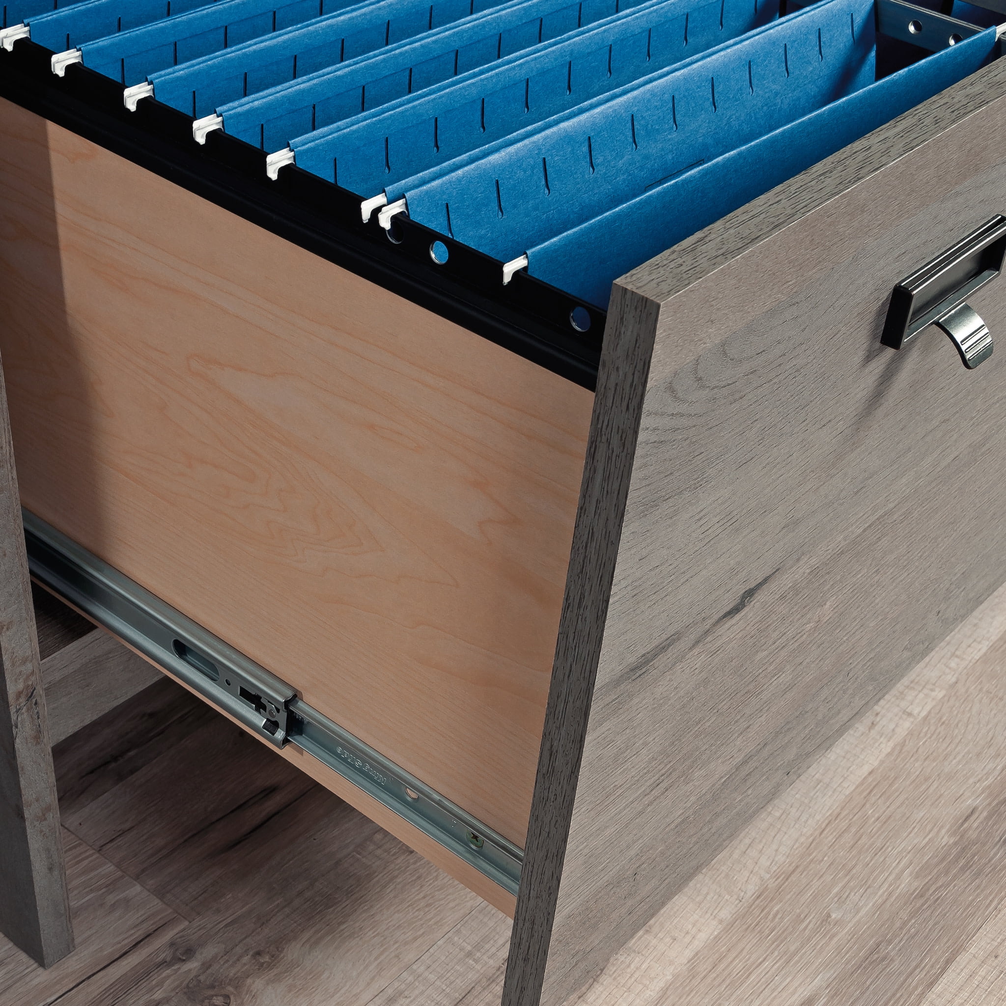 Sauder Trestle 1-Drawer Lateral Filing Cabinet, Mystic Oak Finish - Image 6