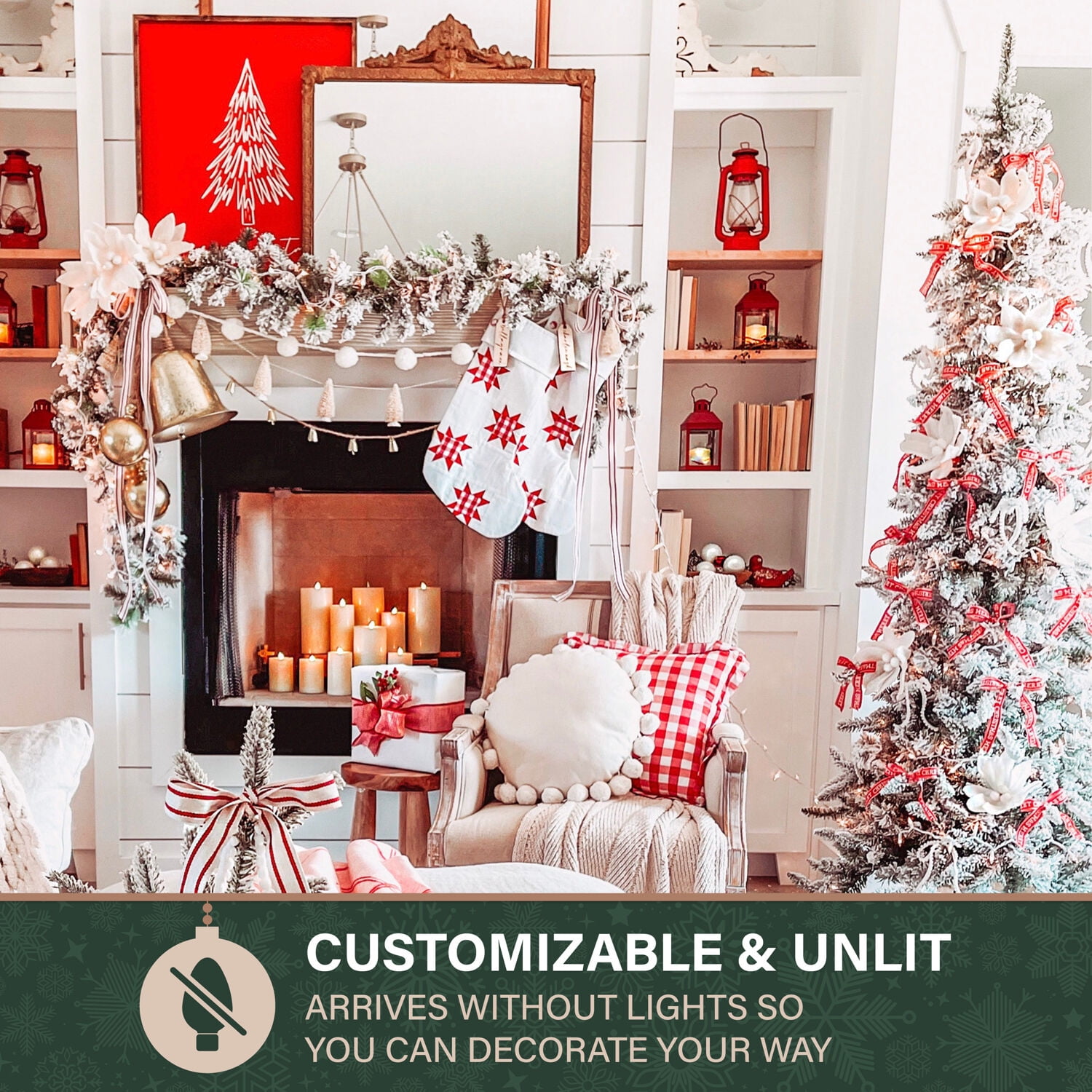 Fraser Hill Farm Unlit 7.5-ft Mountain Pine Artificial Slim Christmas Tree, FFMPS075-0SN - Image 5