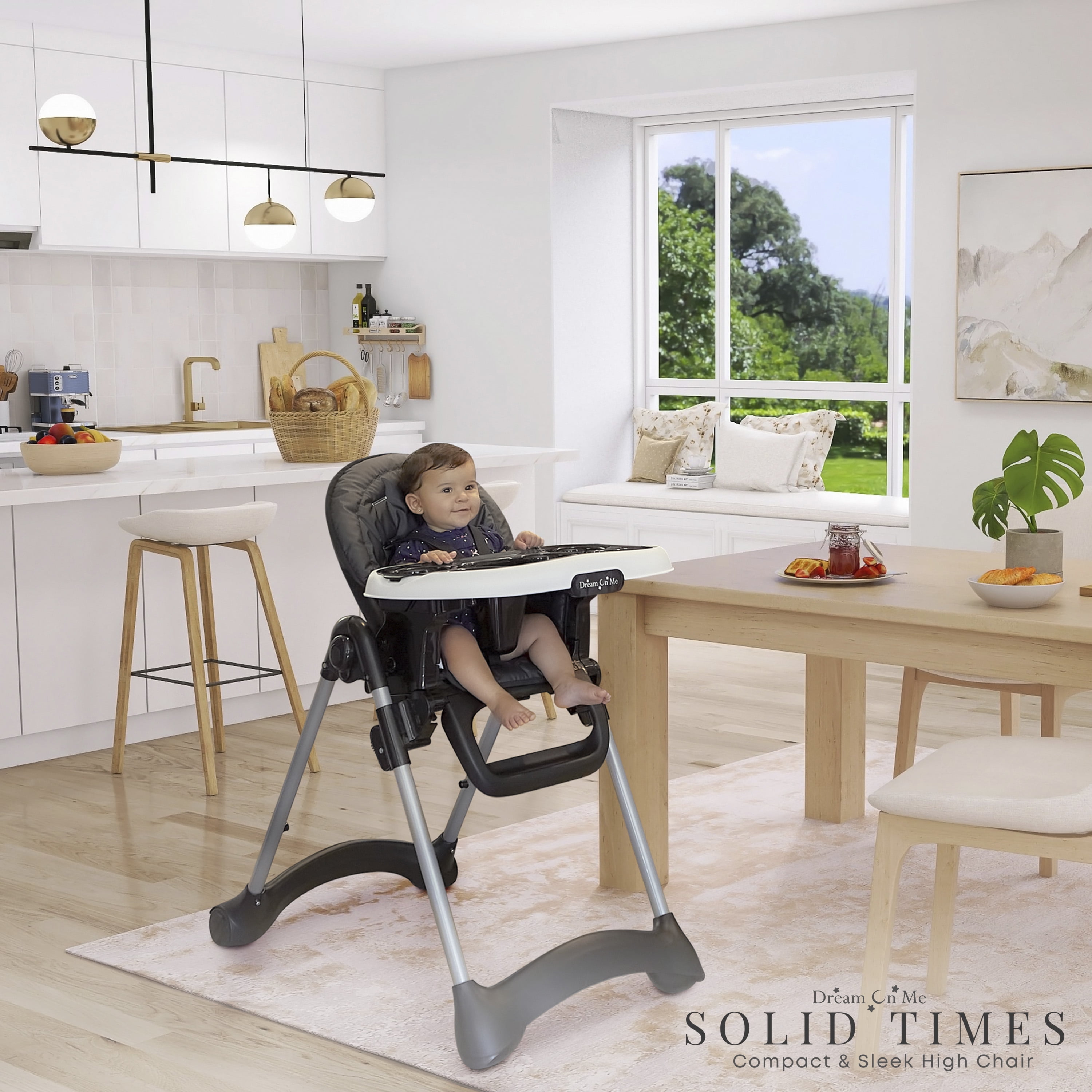 Dream On Me Solid Times High chair, Compact & Sleek High Chair, Multiple Recline and Height Positions, Lightweight Portable Highchair, In Black - Image 13