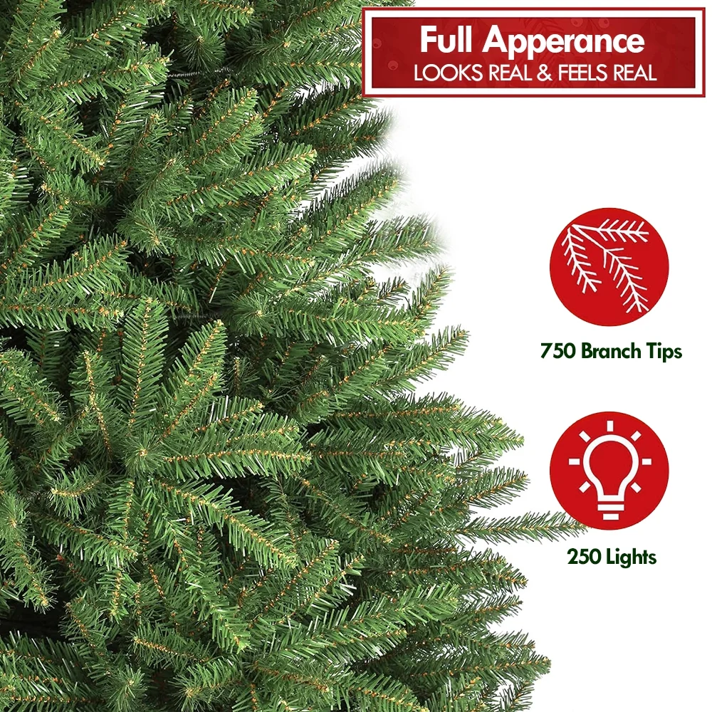 IC ICLOVER 6.5ft Premium Spruce Artificial Holiday Christmas Tree for Home, Office, Party Decoration w/850 Branch Tips, Easy Assembly, Metal Hinges & Foldable Base - Image 3