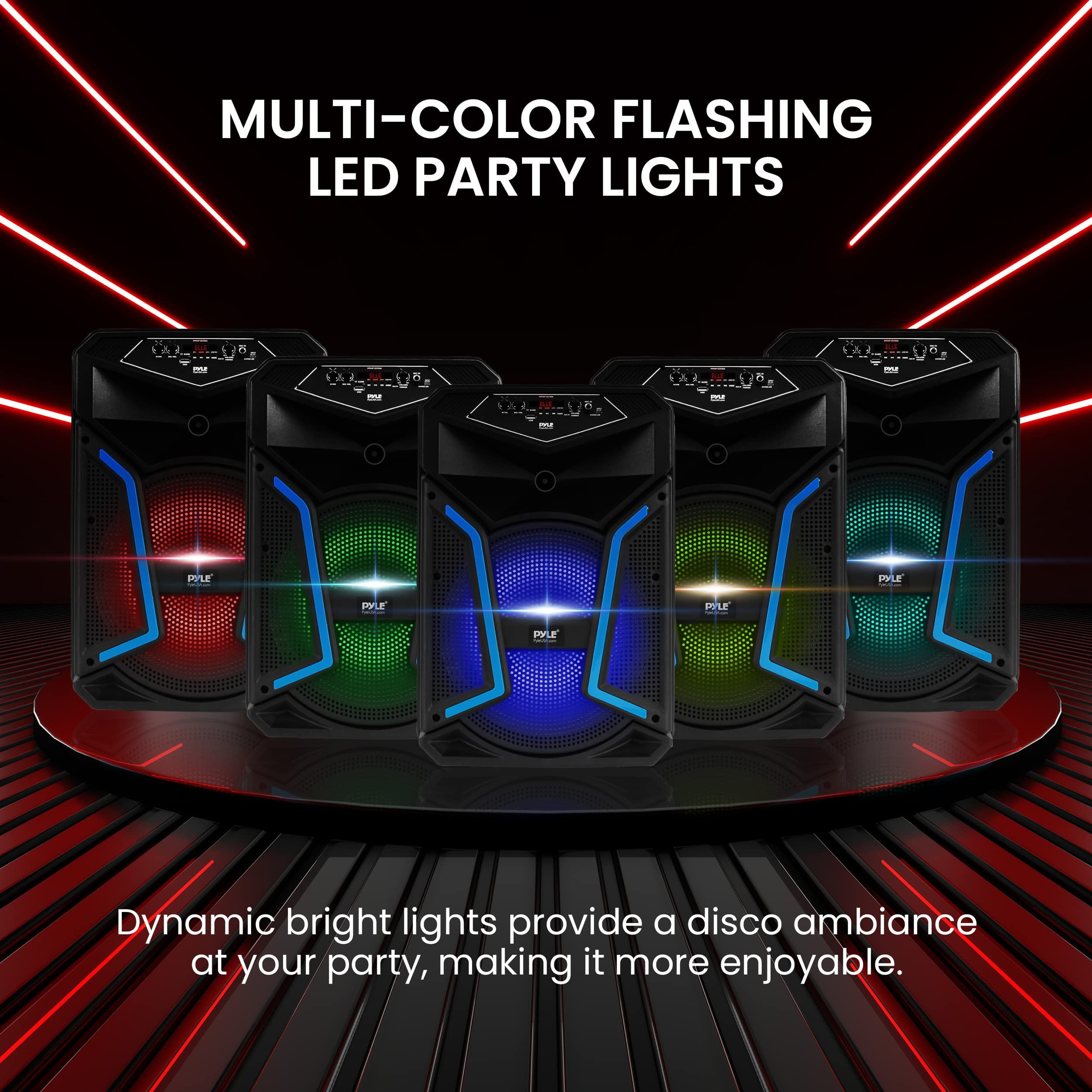 Pyle PPHP122SM Portable Bluetooth Speaker System with Flashing Party Lights - Image 5