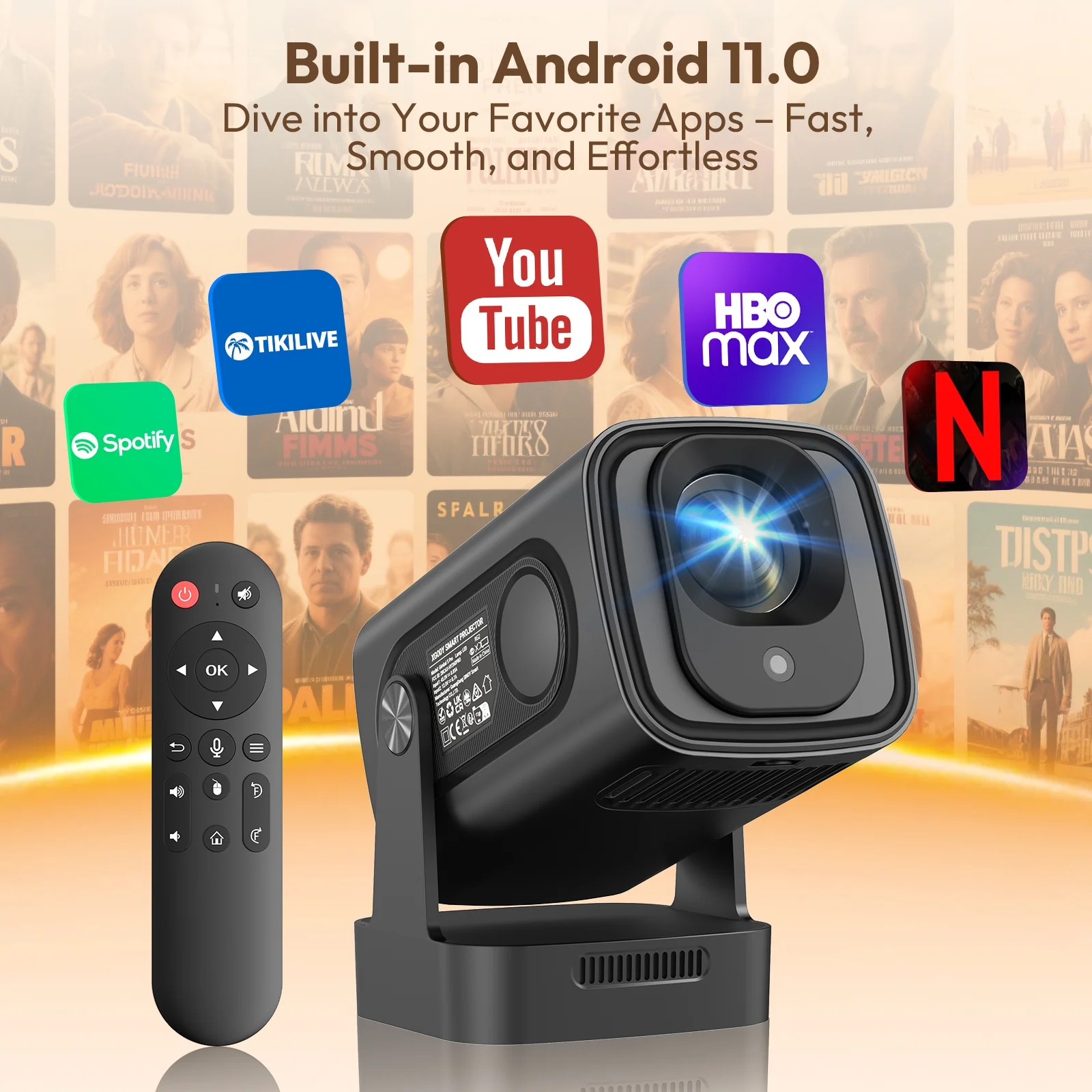 XGODY Gimbal 5 Pro Wifi, 5G, Bluetooth Mini Projector, 1080P/4K, LCD, with Accessories, Black, 1 Count - Image 7