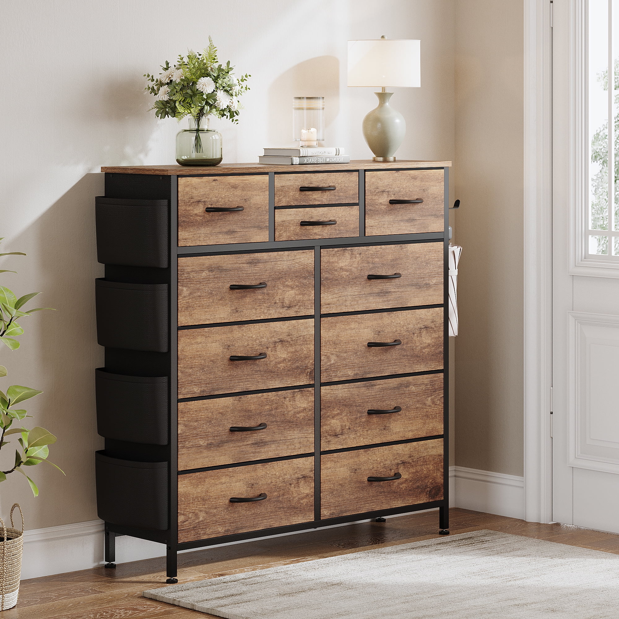 Aowos 12 Drawer Fabric Dresser for Bedroom, Chest of Drawer Organizer Storage Cabinet for Closet, Entryway, Brown - Image 8