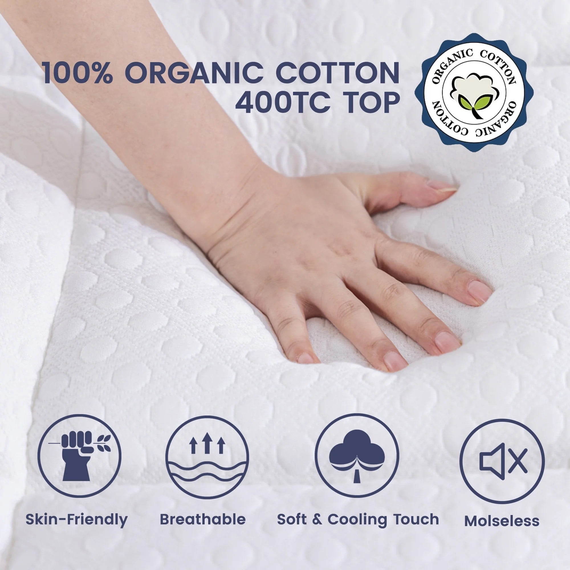 4-Inch Dual Layer Gel Memory Foam Mattress Queen Size, 2-Inch Cooling Gel Memory Foam Plus 2-Inch 100% 400TC Ultra Thick Soft Mattress Pillow Cover, Cool Comfort, Breathable Pressure Reduction - Image 3
