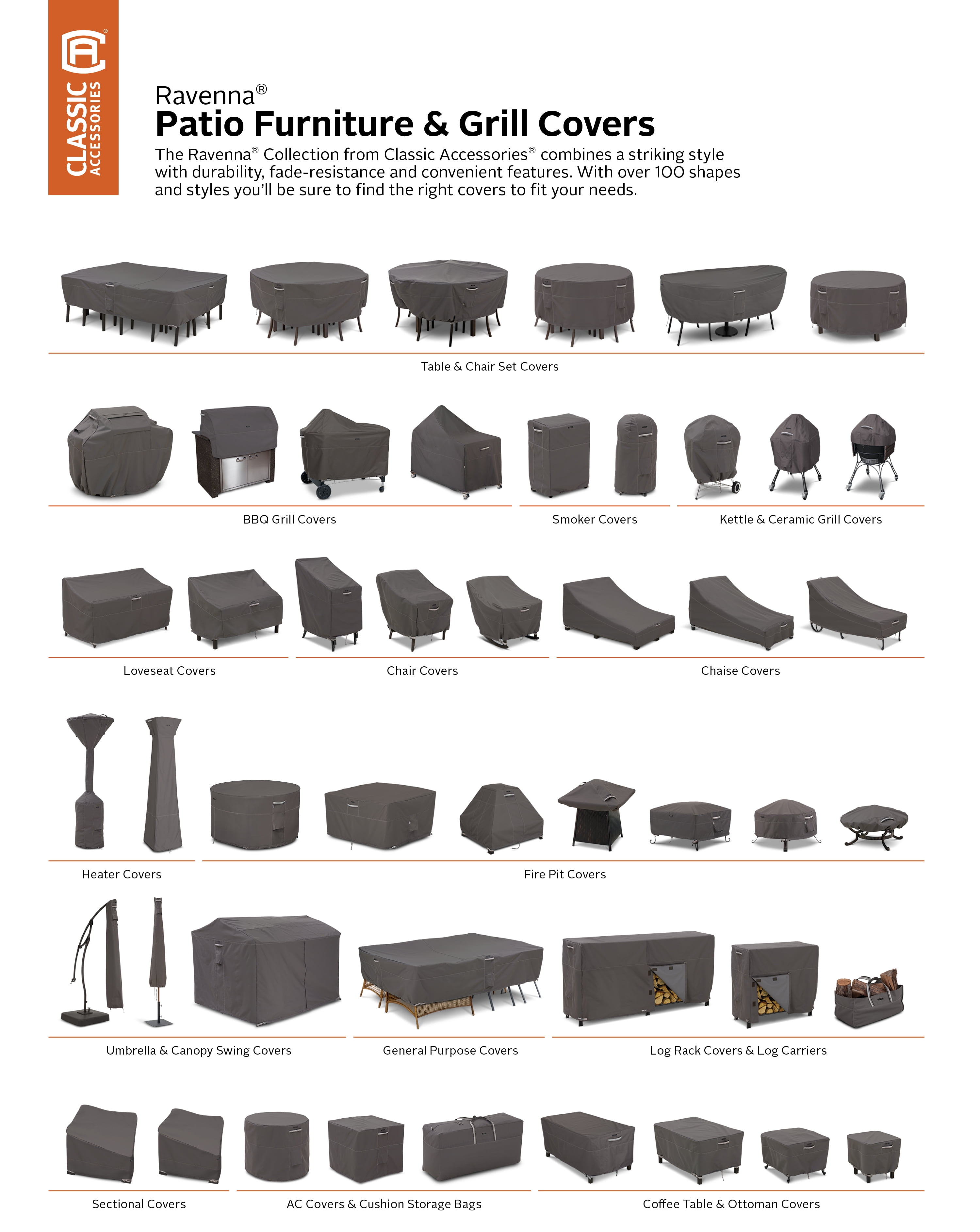 Classic Accessories Ravenna® Round Patio Table & Chair Set Cover - Premium Outdoor Furniture Cover with Water Resistant Fabric, Medium-Large (55-709-035101-EC) - Image 13