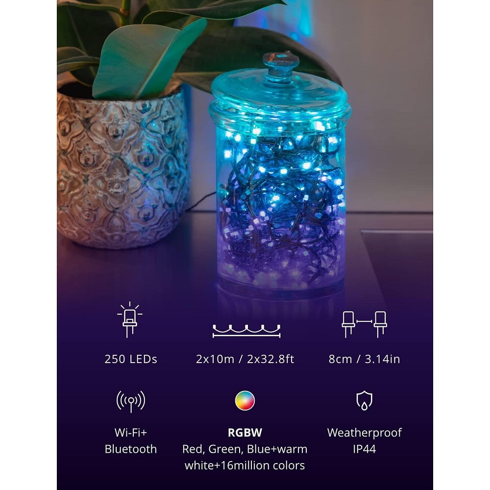 Twinkly App-Controlled 65.6ft Smart String LED Lights with 250 RGB LEDs - WiFi & Bluetooth Connectivity, Sync with Music, Indoor/Outdoor Use (IP44), Compatible with Google Assistant & Amazon Alexa - Image 3
