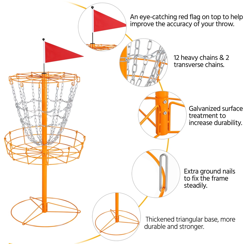 Alden Design 12-Chain Disc Golf Goal Target Practice, Orange - Image 7