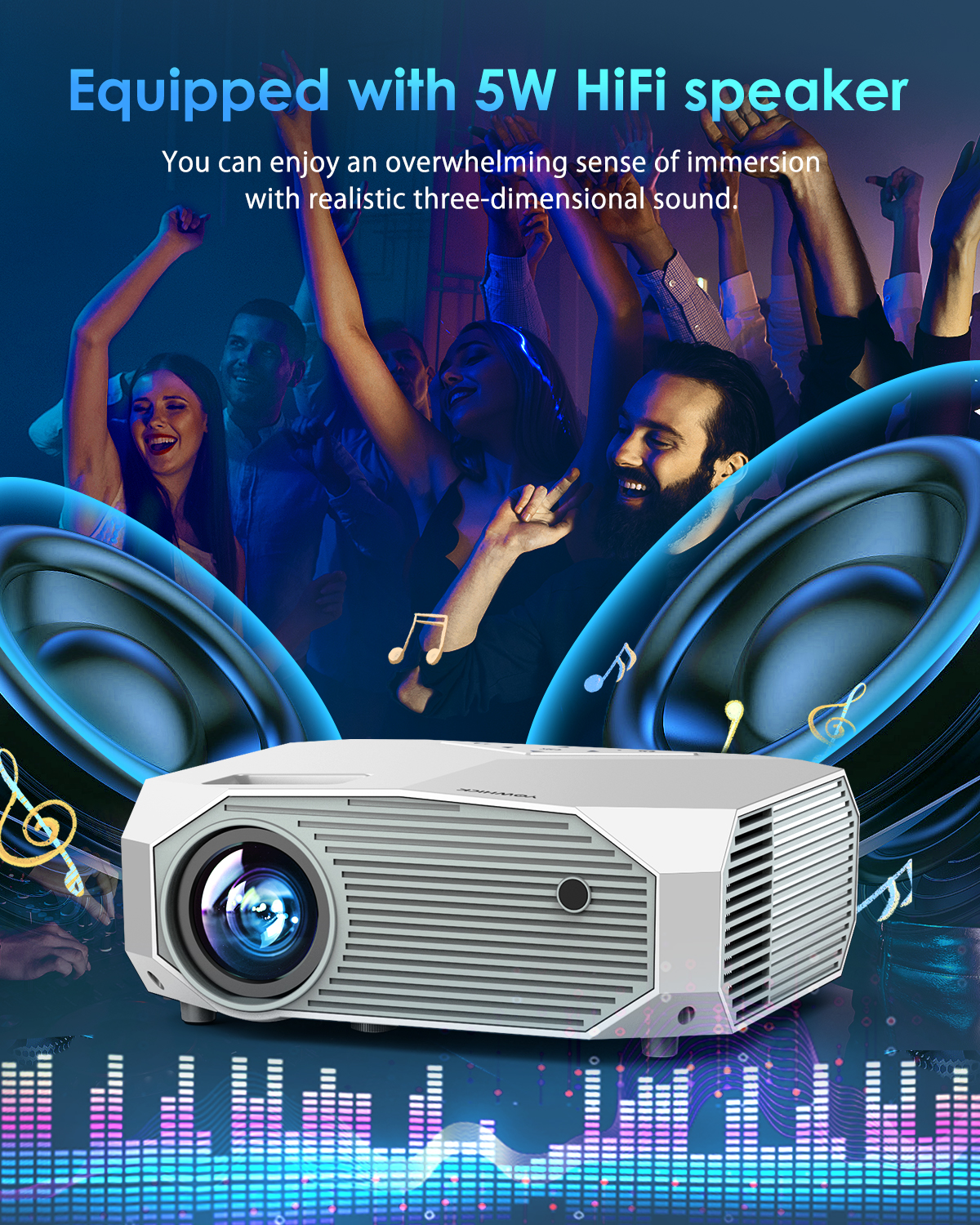 Hewcham 5G WiFi Bluetooth Projector, 22000LM Full HD Movie Projector with LCD Technology & Keystone - Image 3