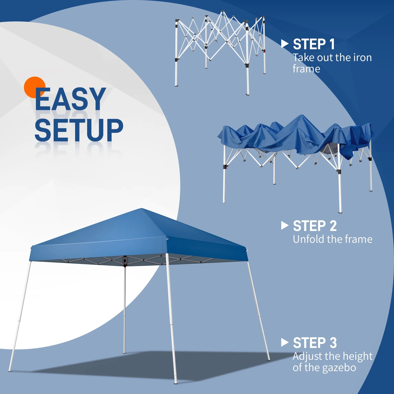 UBesGoo 10ft x 10ft Base/8ft x 8ft Top Portable Canopy Pop Up Tent Garden Instant Tent Carry Bag, Blue - Image 3