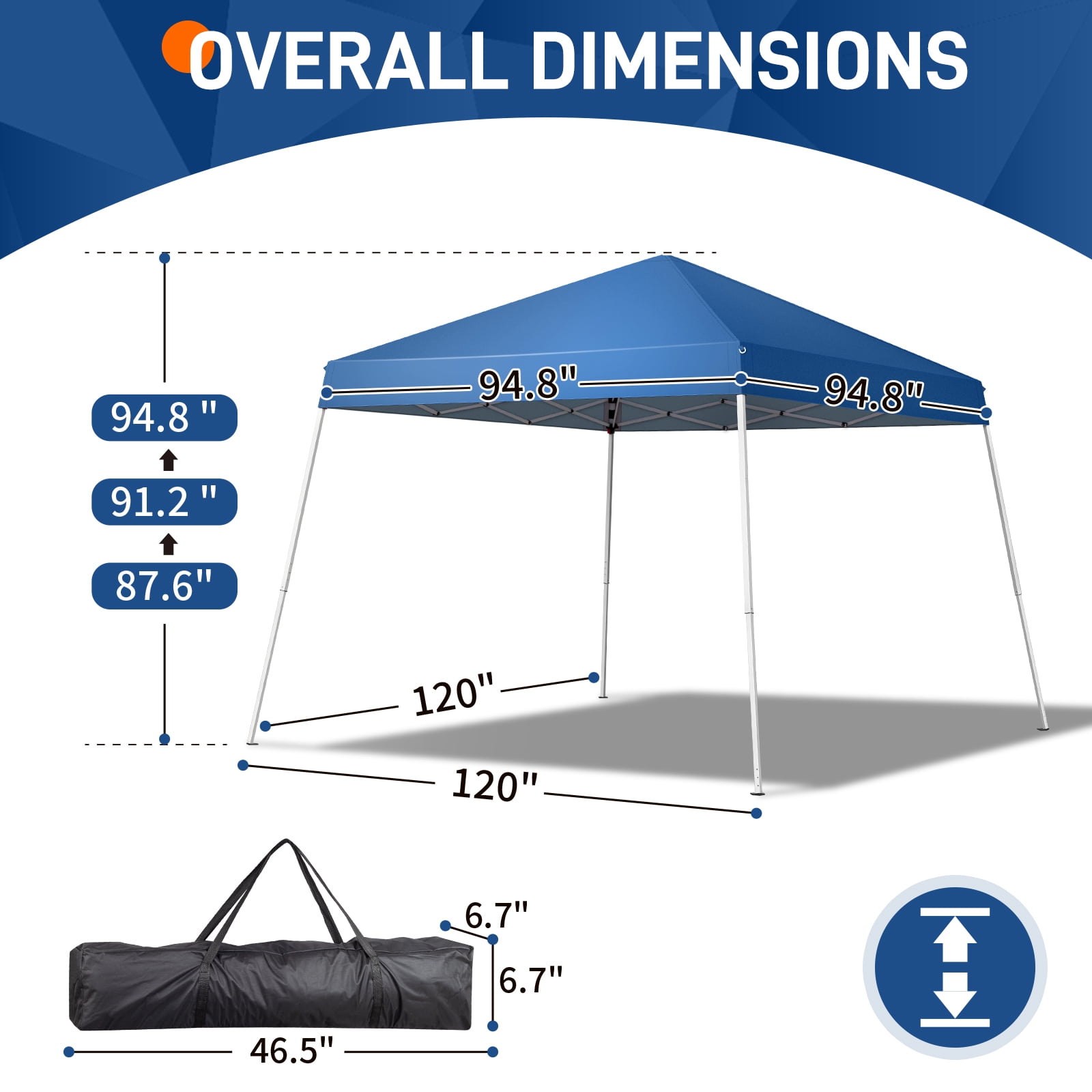 UBesGoo 10ft x 10ft Base/8ft x 8ft Top Portable Canopy Pop Up Tent Garden Instant Tent Carry Bag, Blue - Image 8