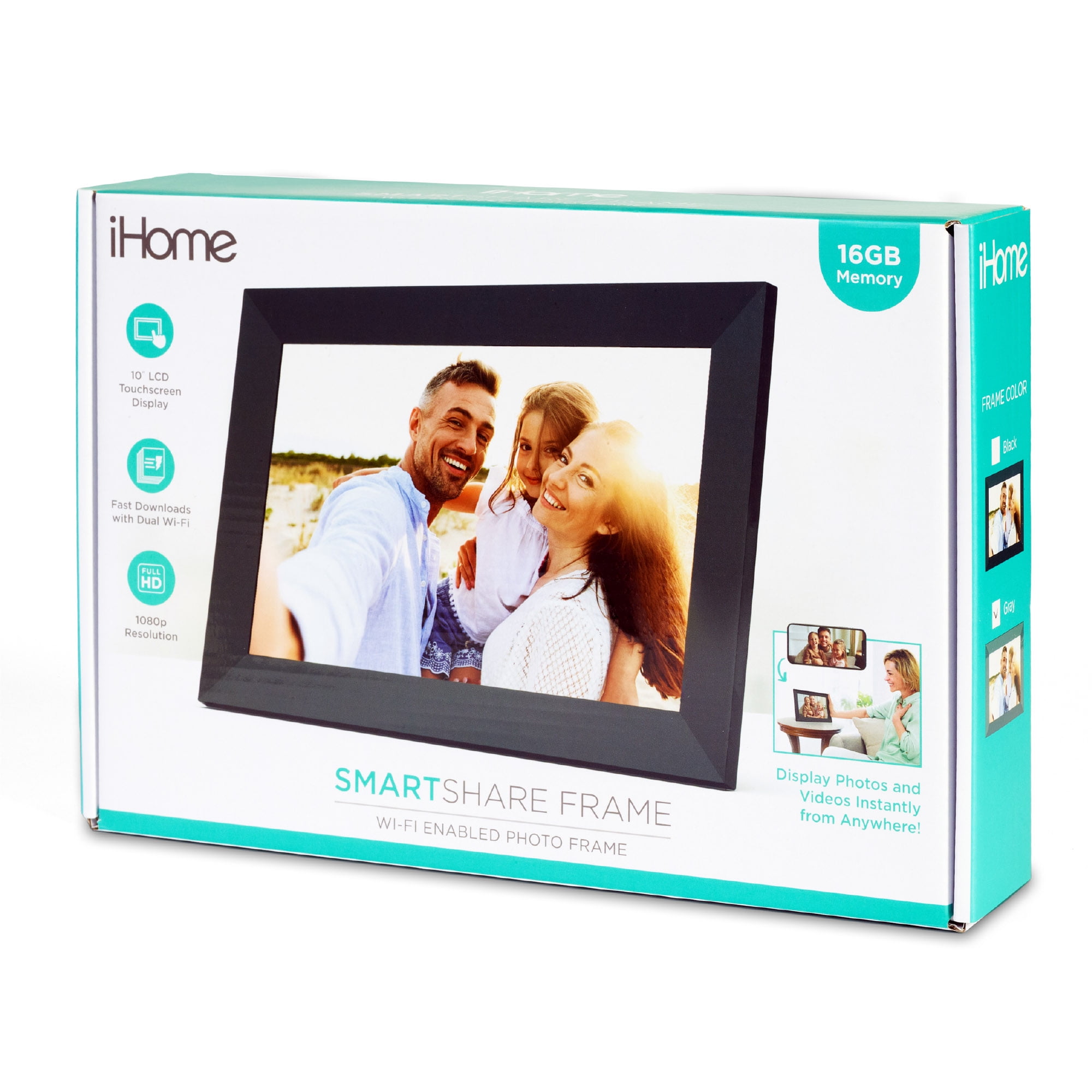 iHome 10" SmartShare Wi-Fi Digital Picture Frame With 16GB Memory, Gunmetal - Image 7