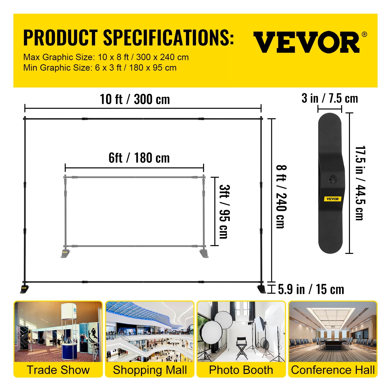 VEVORbrand Backdrop Banner Stand 8'X 8' - 10' x 8' Step And Repeat Banner Stand For Trade Show Wall Exhibitor Photo Step And Repeat Stand Free Carrying Case - Image 6