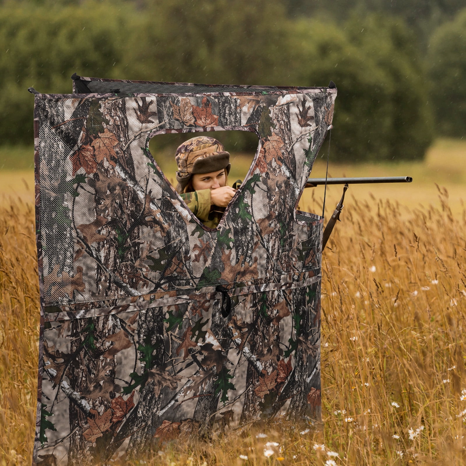 SUNOYAR Hunting Blind, 2-Panel See Through Pop Up Ground Blind, 2-3 Persons Camouflage Deer Blind with Carrying Bagfor Deer Turkey Hunting Gear - Image 3