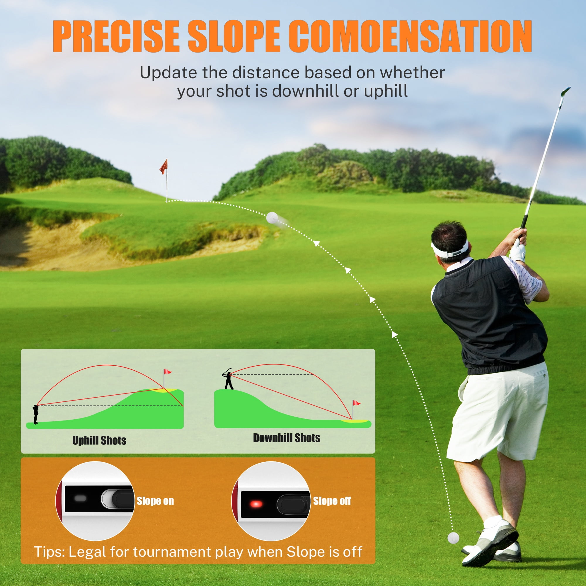 Segmart Laser Golf Rangefinder for Best Gift, 900 Yards 7X Magnification Clear View Laser Range Finder for Hunting, Slope Measurement for Golfers, Continuous Scan - Image 12