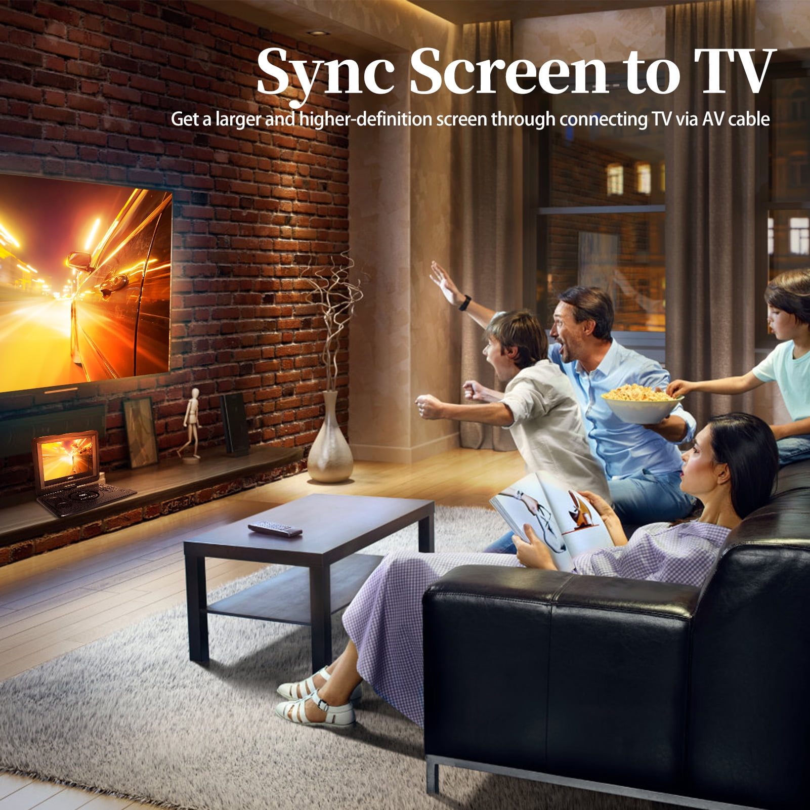 13.9inch Portable DVD Player, 10.1" Swivel Screen, Built-in Rechargeable Battery Car DVD Player, Support CD/DVD/SD Card/USB/Connect TV, Remote Control, Black - Image 6