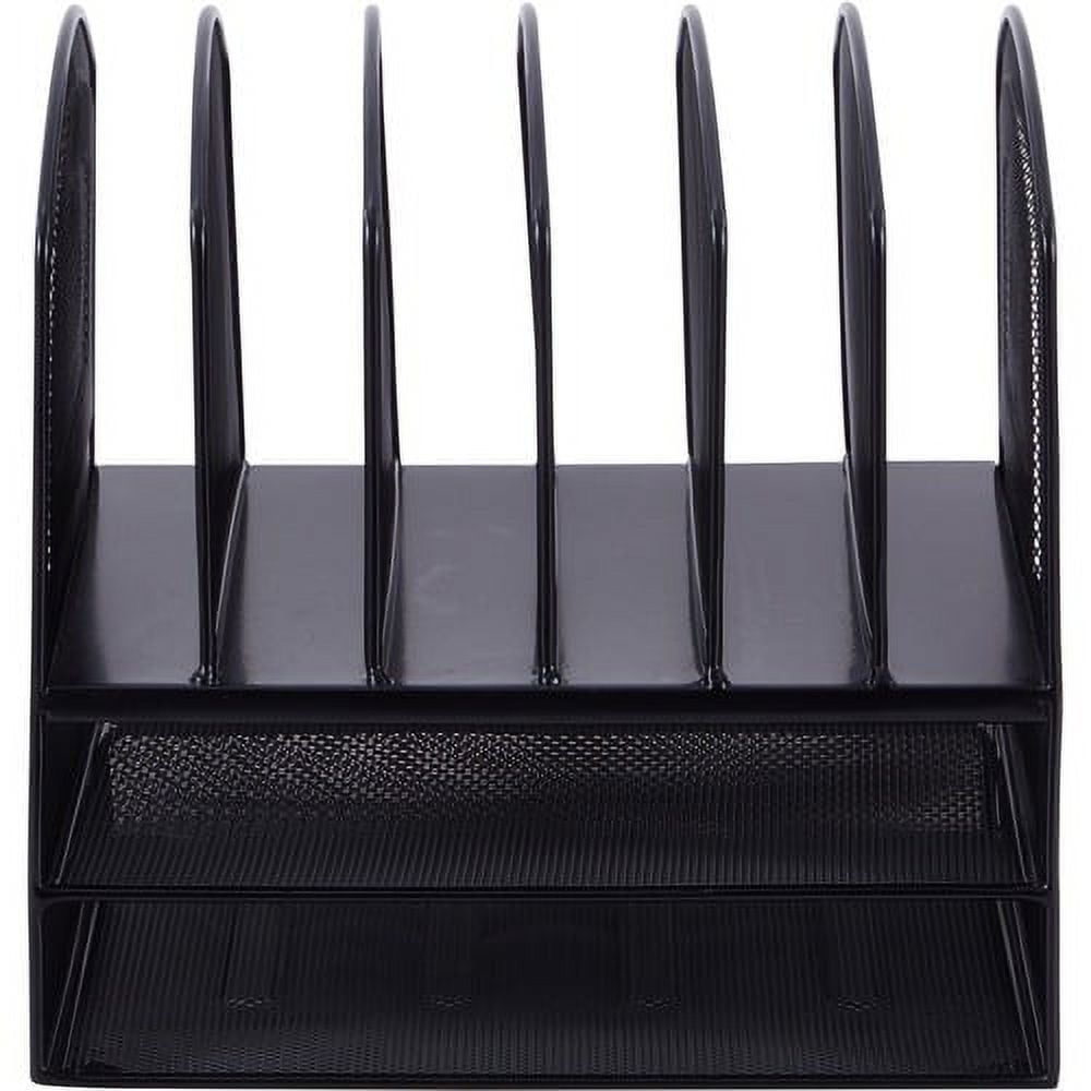 Lorell Steel Horiz/Vertical Mesh Desk Organizer 8 Compartment(s) - Black - Steel - 1Each - Image 5