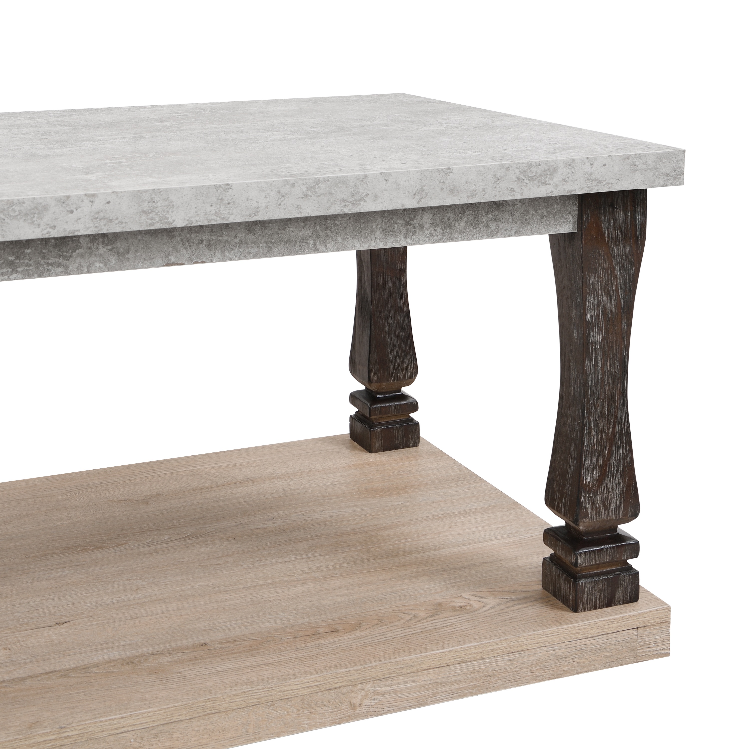 Yoneston Mid-Century Rectangle Coffee Table with 2-Tier Storage Shelf, Wooden Accent Center Table End Table for Living Room Home, Gray - Image 9